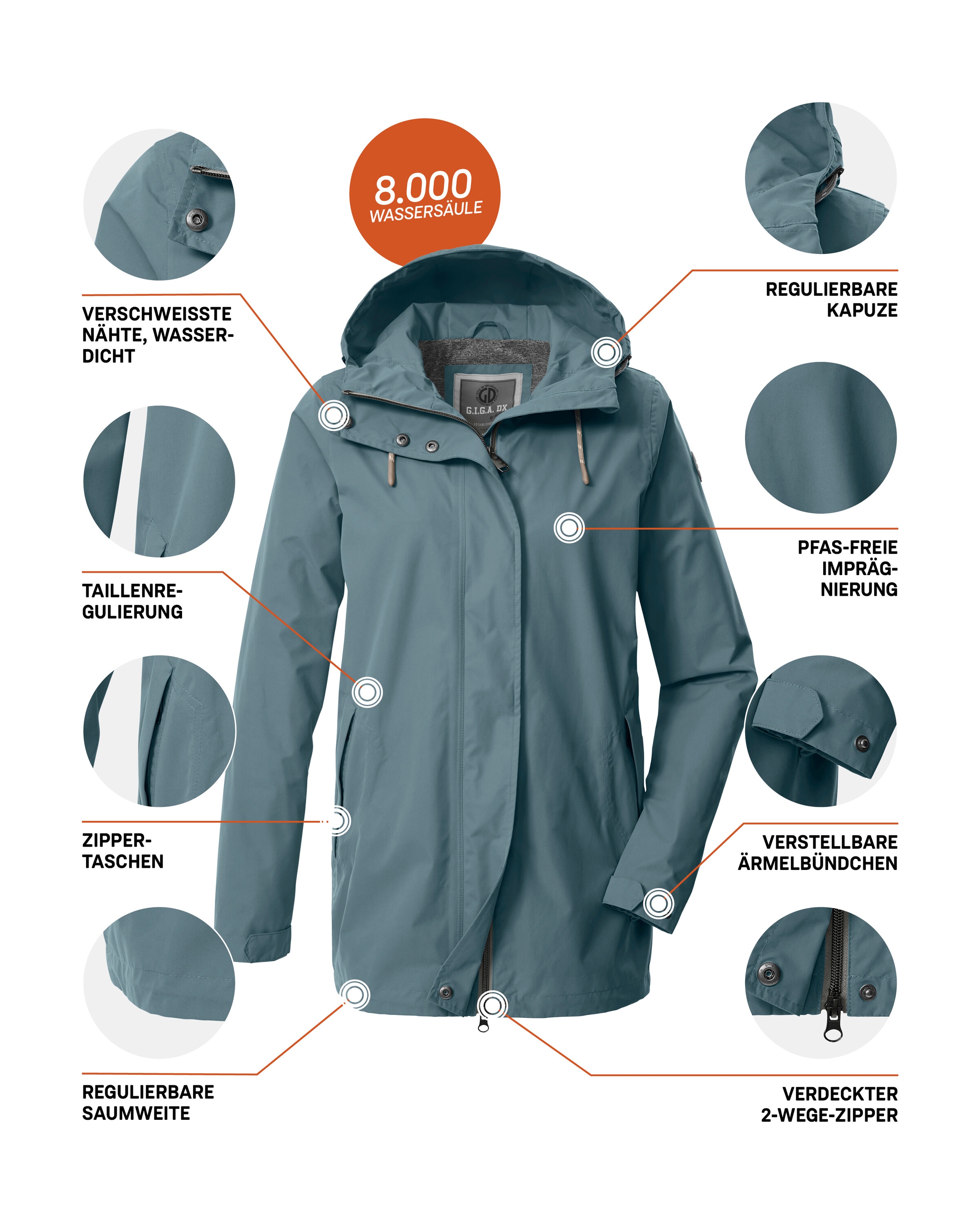 G.I.G.A. DX by killtec Funktionsjacke »Damen Funktionsjacke OOGS 1« Wasser- und winddichte Damenjacke, regulierbar, PFAS-frei imprägniert