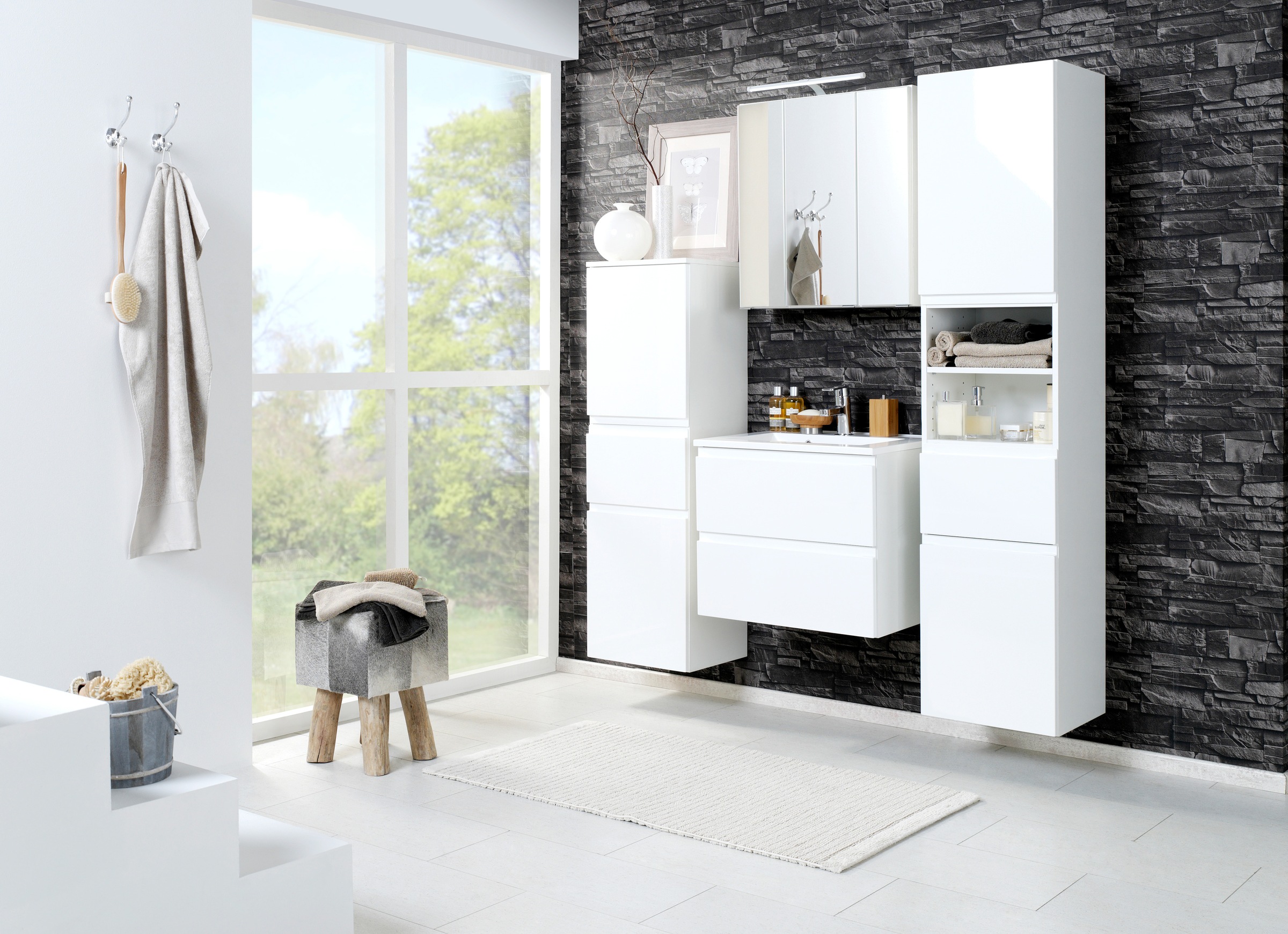 welltime Badmöbel-Set »Cardiff«, (2 St.), Breite 60 cm, griffloses Design günstig online kaufen