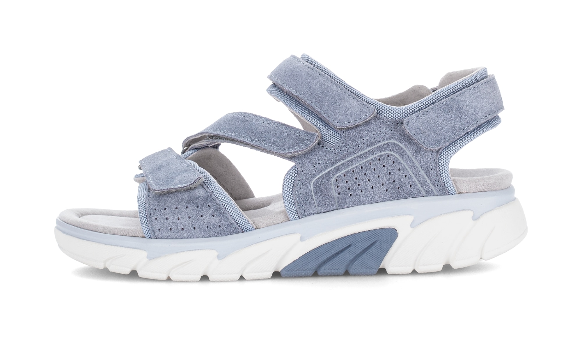 rollingsoft Sandalette  Keilabsatz, Riemchensandale mit Lochmuster und Ziernähten, G-Weite