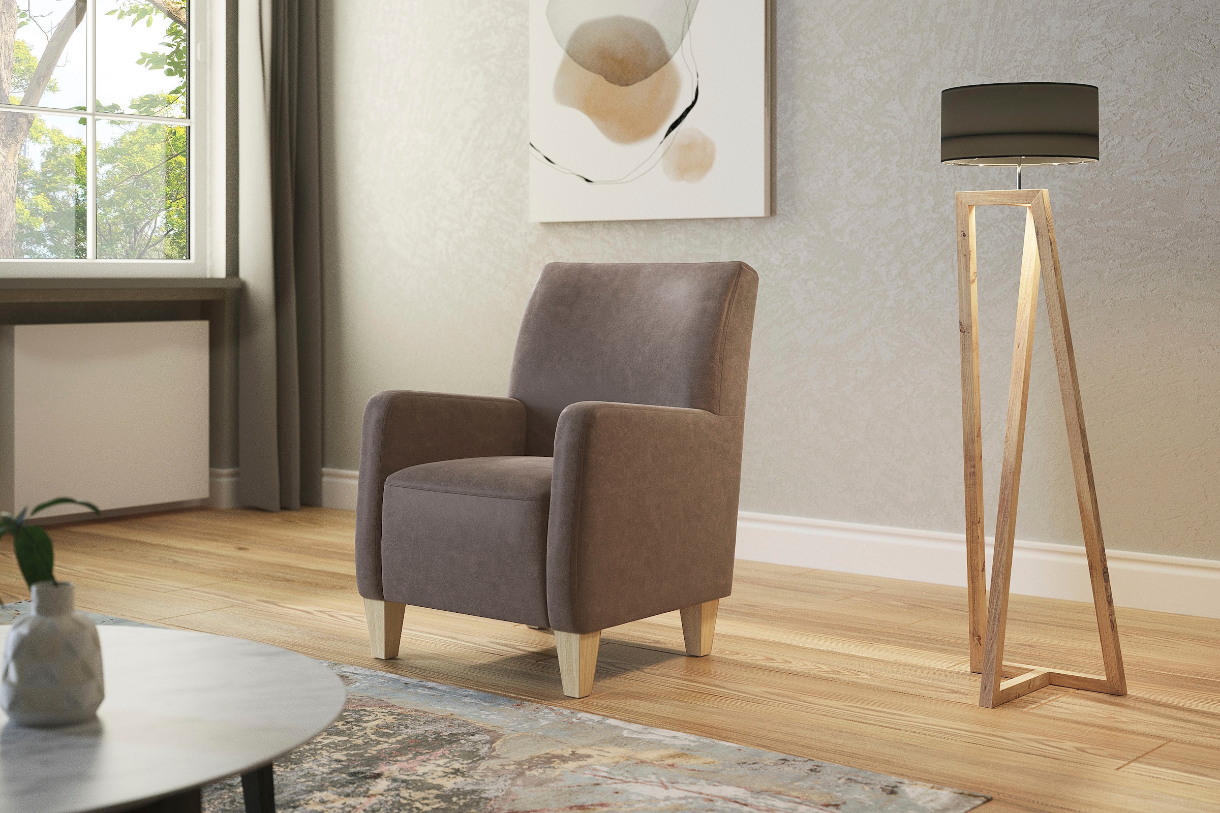 Home affaire Sessel »Viva«, mit Federkern, mit Buchefüßen günstig online kaufen