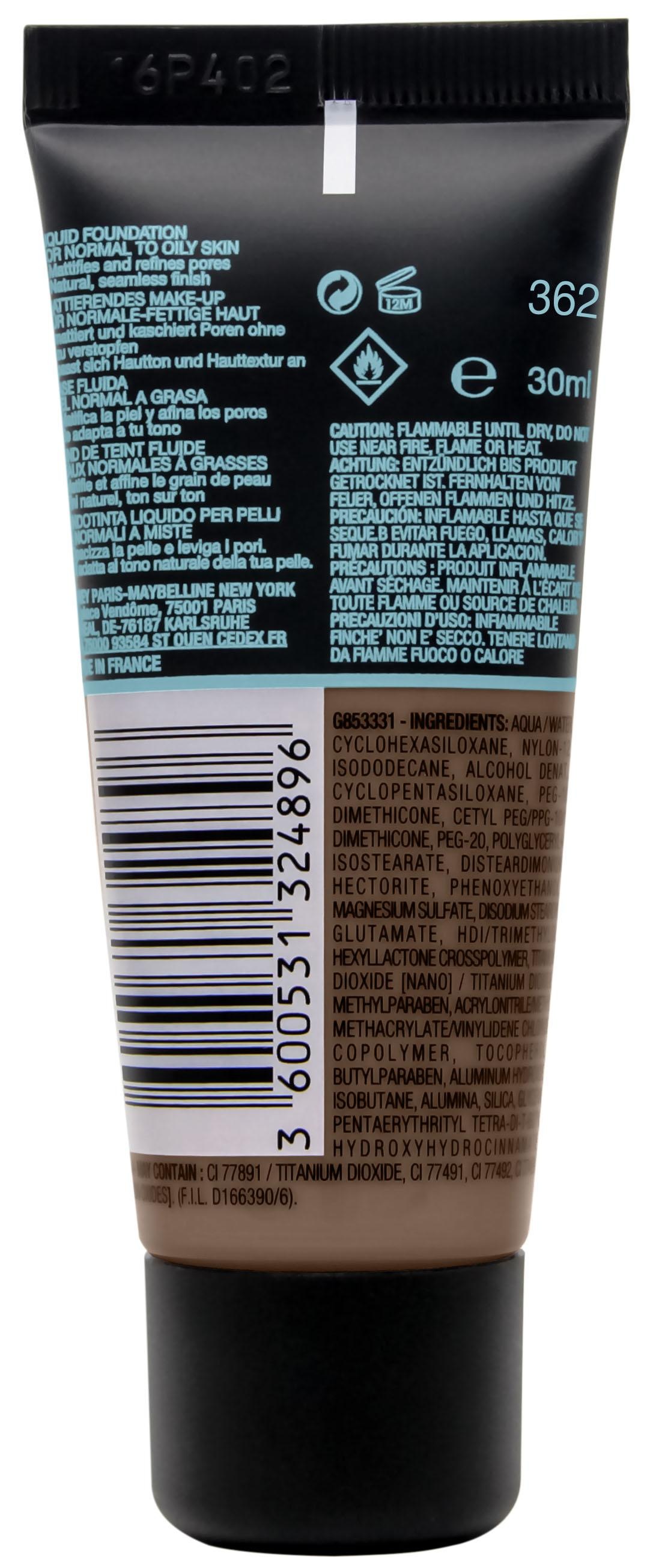 MAYBELLINE NEW YORK Foundation »Fit Me! Matte + Poreless Make-Up«, mit langanhaltender Formel