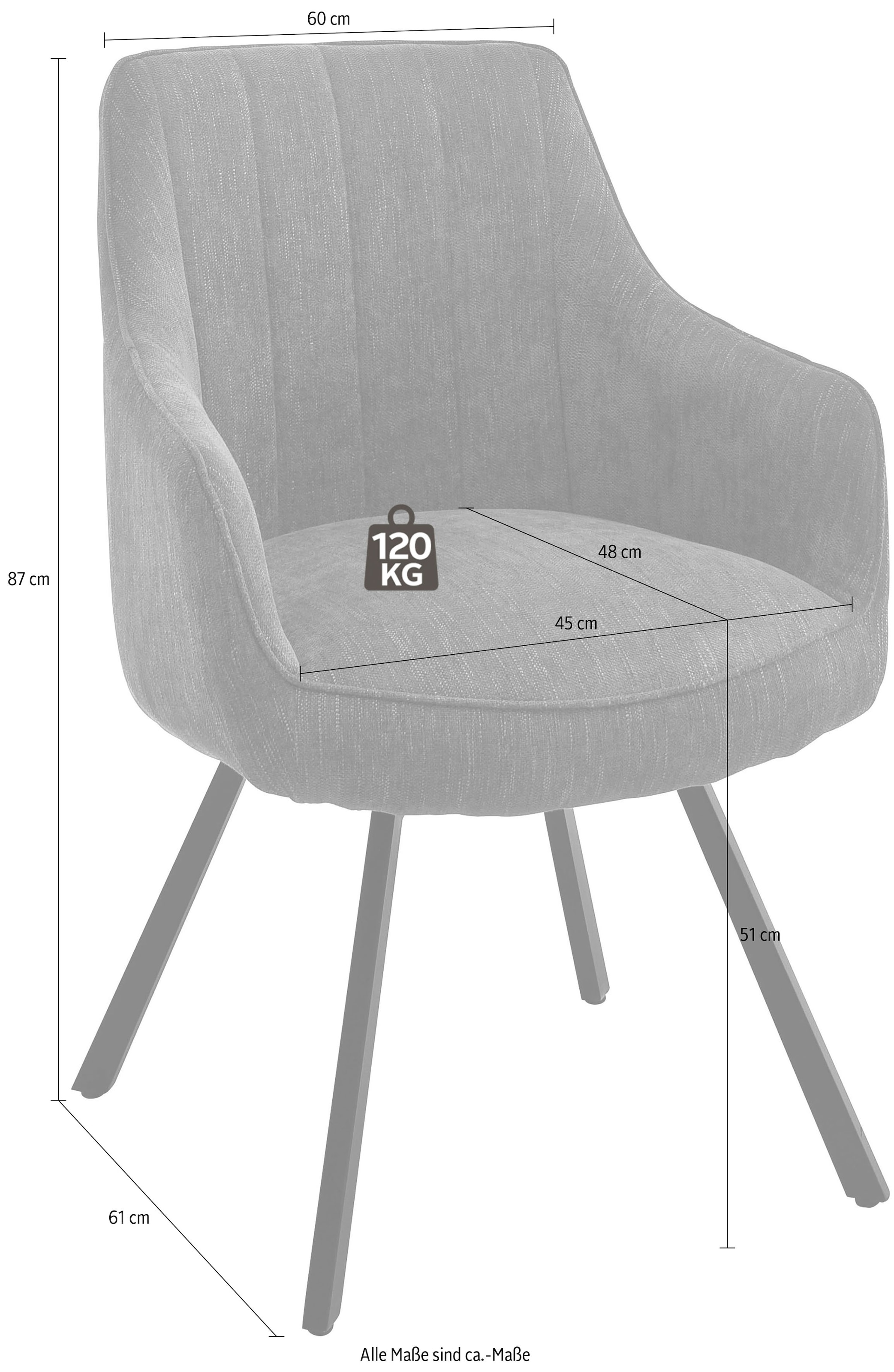 MCA furniture Rechnung bestellen Esszimmerstuhl Stuhl »Sassello«, 2 auf Nivellierung, 180°drehbar mit Stoffbezug, (Set), 120 kg St., belastbar bis