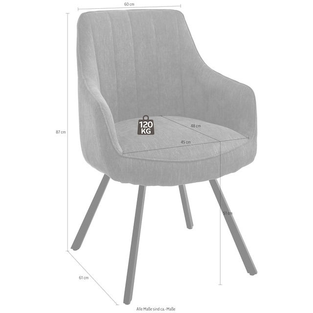 MCA furniture Esszimmerstuhl »Sassello«, (Set), 2 St., Stuhl 180°drehbar mit  Nivellierung, Stoffbezug, belastbar bis 120 kg auf Rechnung bestellen