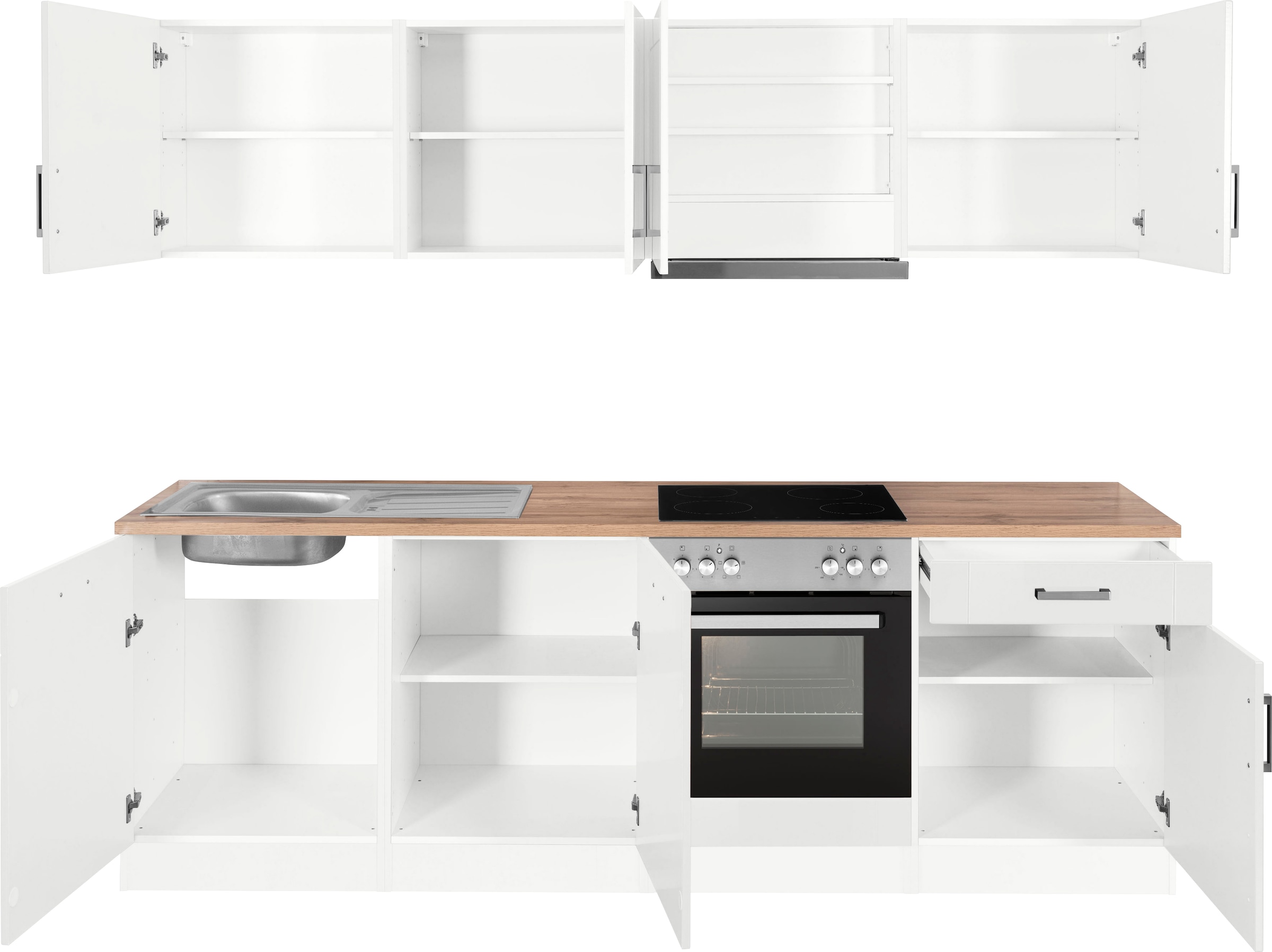 KOCHSTATION Küchenzeile »KS-Tinnum«, mit E-Geräten, Breite 240 cm