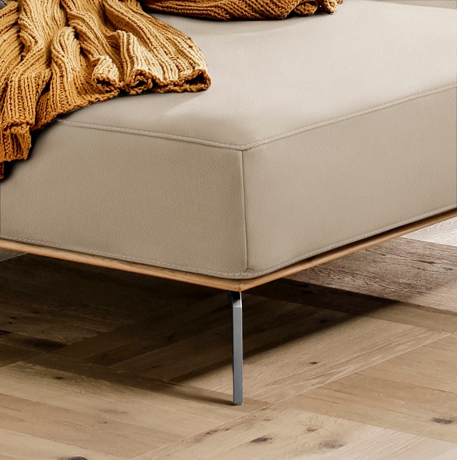 W.SCHILLIG Ecksofa »run, Designsofa, bequem, L-Form«, mit elegantem Holzsockel, Füße in Chrom glänzend, Breite 299 cm