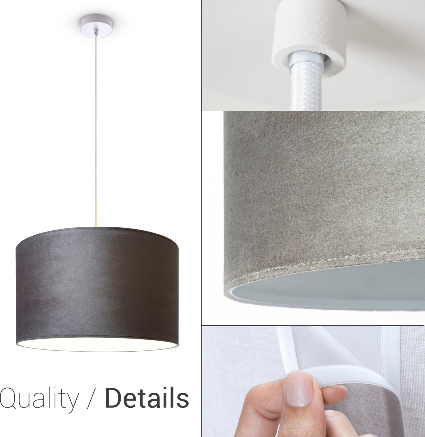 Paco Home Pendelleuchte »Hugo uni Color«, Leuchtmittel E27 | ohne Leuchtmittel, Wohnzimmer Lampenschirm aus Velour Unifarben Deko E27 Kabel 1,5m
