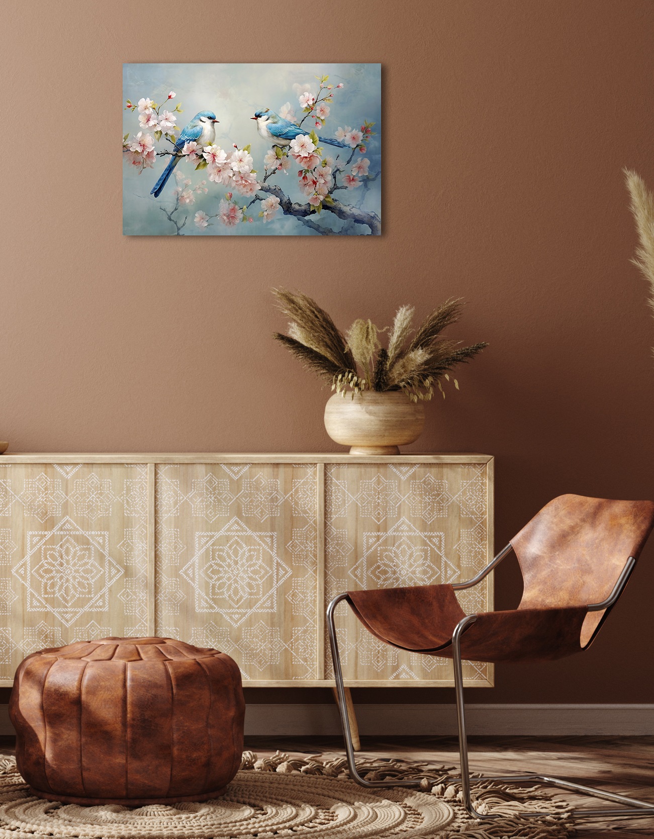 queence Leinwandbild »Kirschblüte«, Vögel-Vogelbilder-Blumen-Blumenbilder-k günstig online kaufen