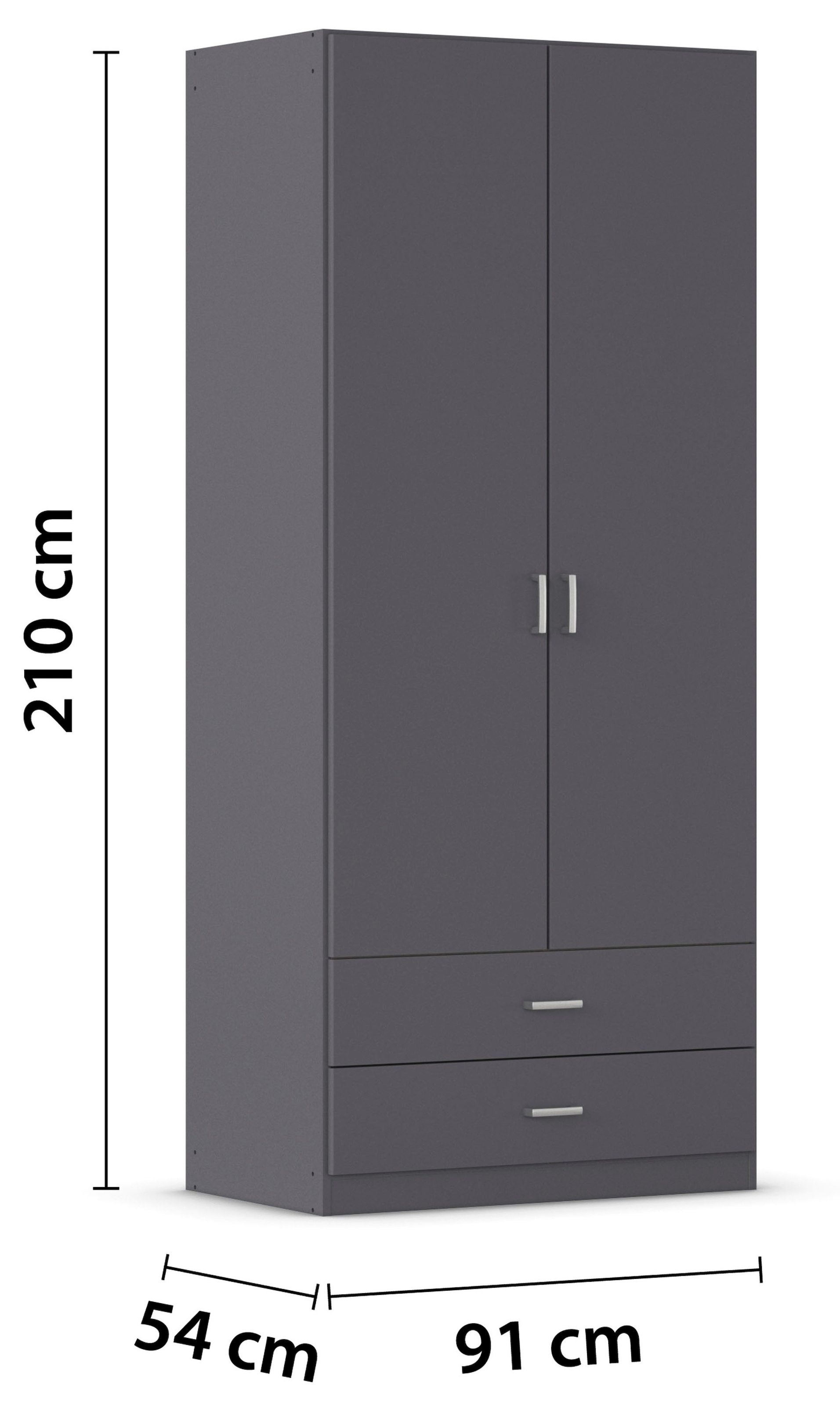 rauch Drehtürenschrank »Kleiderschrank Garderobe GAMMA Breiten 91/136/181/226/271/315/360 cm« in 3 Ausstattungen BASIC/CLASSIC/PREMIUM (inkl. SOFT-CLOSE-Funktion),  mit Schubladen, verschiedene Griff-Varianten TOPSELLER MADE IN GERMANY