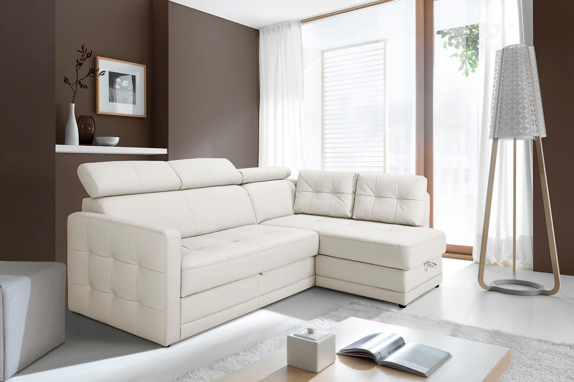 exxpo - sofa fashion Ecksofa »Arles, bequeme Federkernunterfederung, OTTOs Choice, L-Form«, wahlweise mit Bettfunktion und Bettkasten, inkl. Kopfteilverstellung