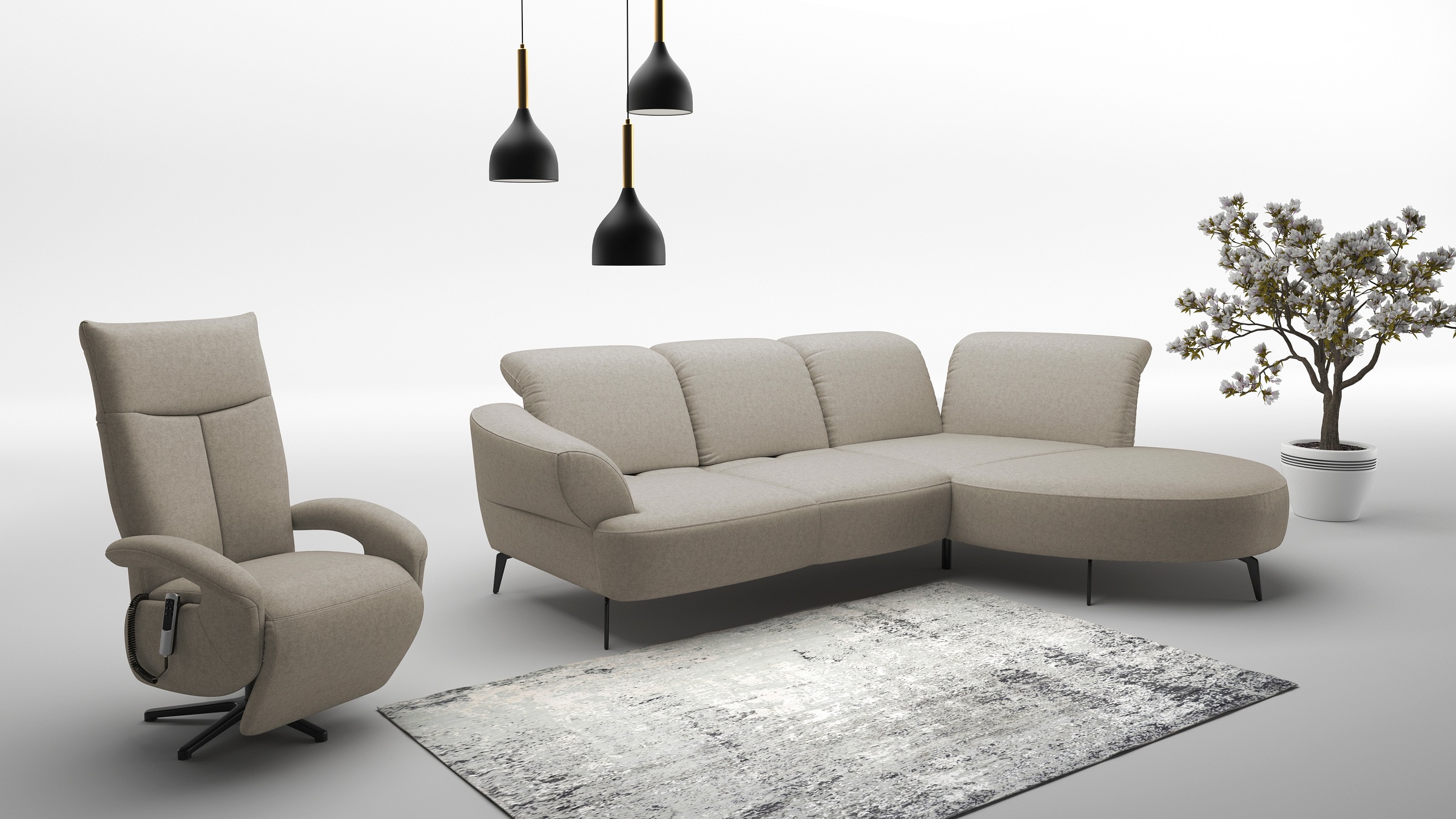 sit&more Ecksofa »Dance, L-Form, inkl. Sitztiefenverstellung«, inkl. Click&Seat, optional mit Kopfteilverstellung