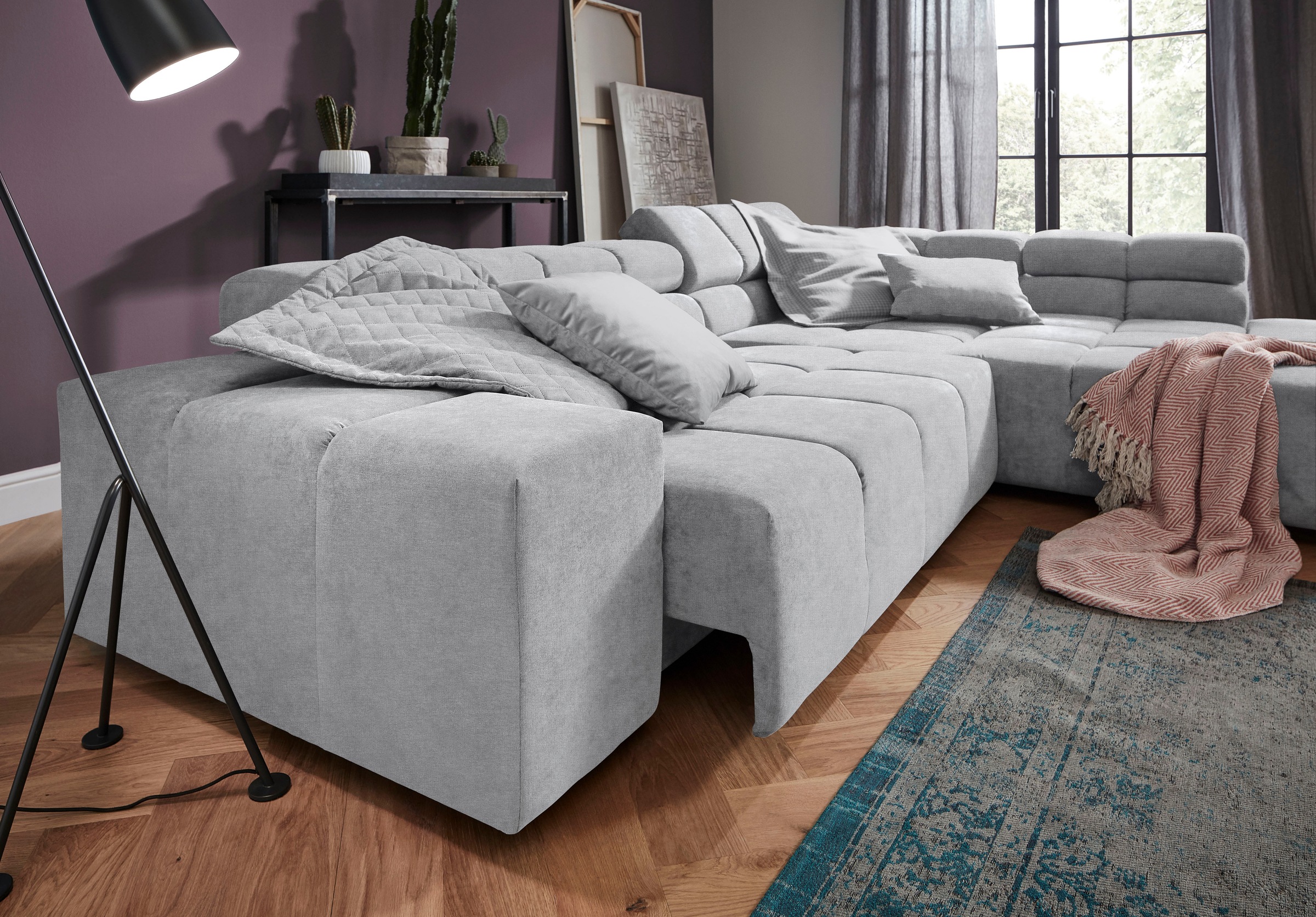 INOSIGN Ecksofa »Ancona incl. Kopfteilverstellung, OTTOs Choice, Breite 319cm, L-Form«, wahlweise motorische Sitztiefenverstellung, auch in Cord + Easy Care