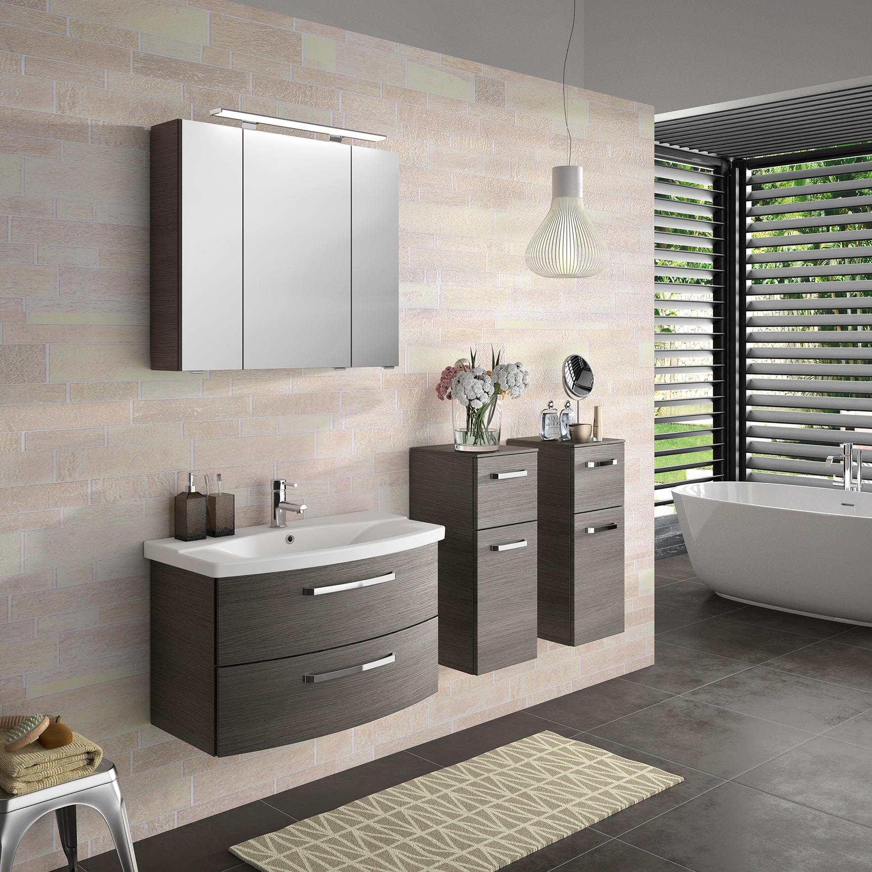 Saphir Badezimmerspiegelschrank »Serie 4010 Badezimmer-Spiegelschrank inkl. LED-Aufsatzleuchte«, Badschrank 80 cm breit, 3 Türen, 6 Glas-Einlegeböden, inkl Türdämpfer