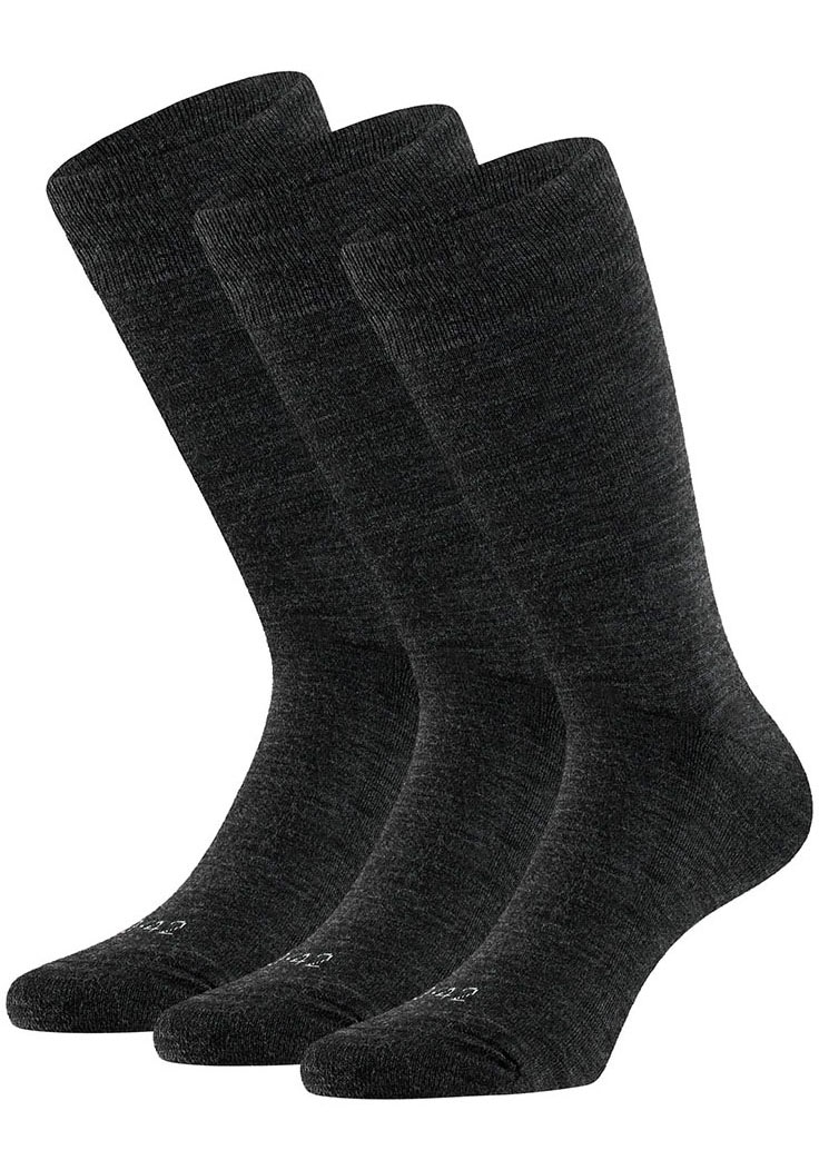 Apollo Basicsocken, (3er Pack), mit Stickerei und weichen Merinowoll-Anteil