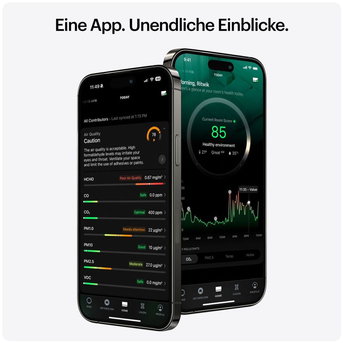 Ultrahuman Raumluft-Qualitätssensor »Smart Home Health Monitor«