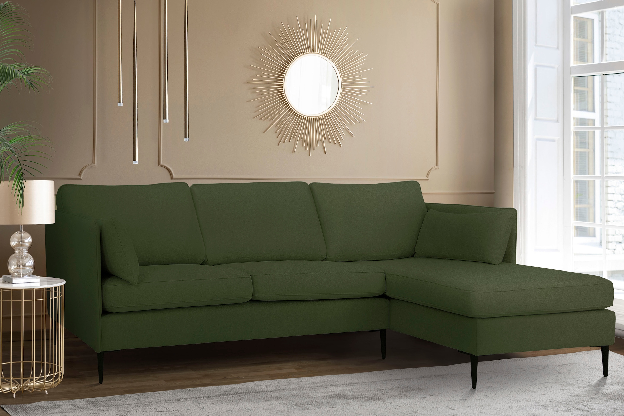 Leonique Ecksofa »Light L-Form«, inklusive loser Zierkissen, mit schmalen A günstig online kaufen