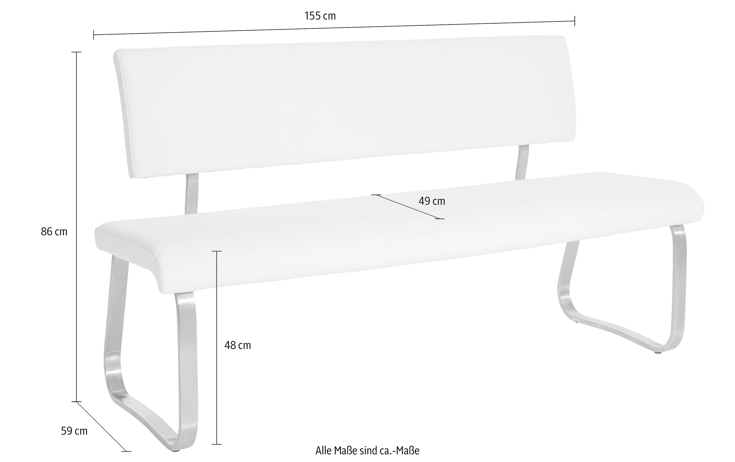 MCA furniture Polsterbank »Arco«, belastbar bis 280 Kg, Echtleder, in verschiedenen Breiten