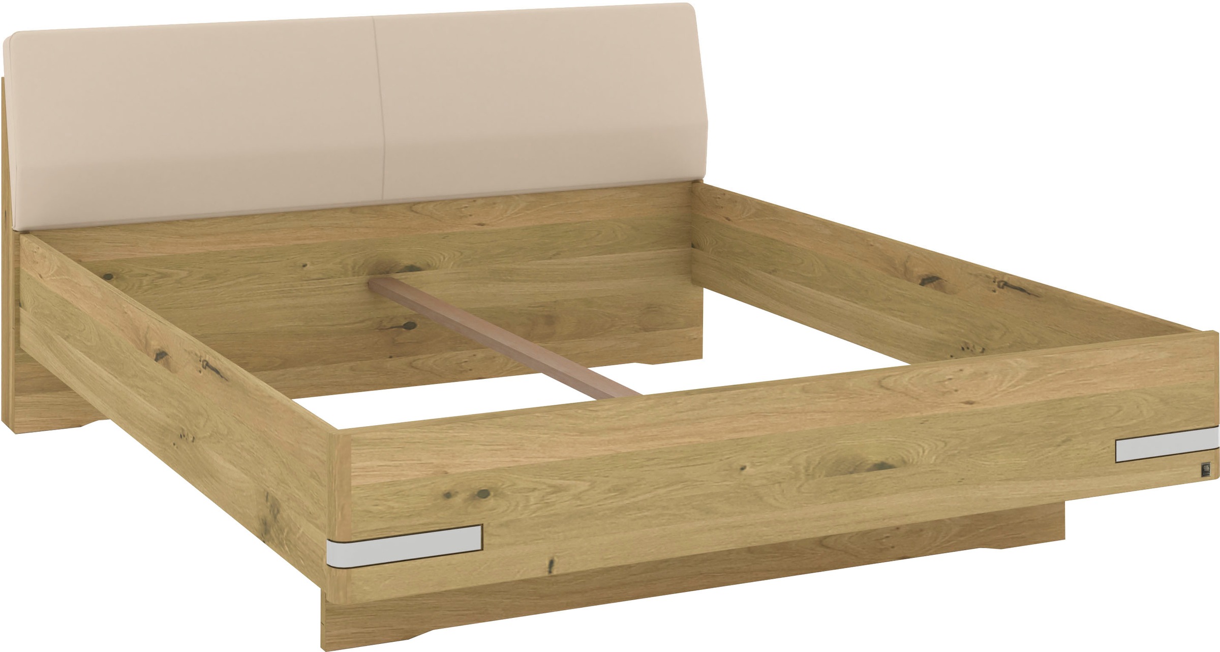 Musterring Holzbett »Savona«, (Belastbarkeit 220 Kg, 4-fache Liegehöhenverstellung, MADE IN GERMANY), Kopfteil Kunstleder Champagner, Details in Chrom, verschiedene Größen