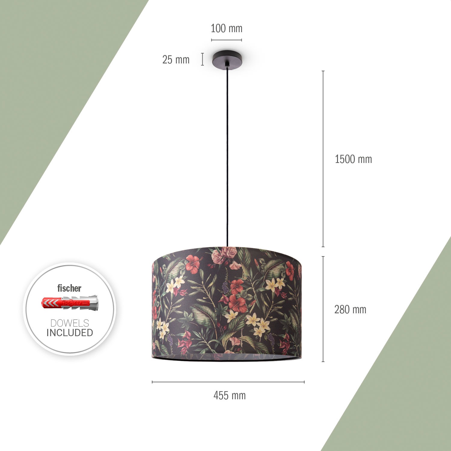 Paco Home Pendelleuchte »Hugo Flower« E27 Schlafzimmer Pendelleuchte Wohnzimmer Blumen Stoff Lampenschirm