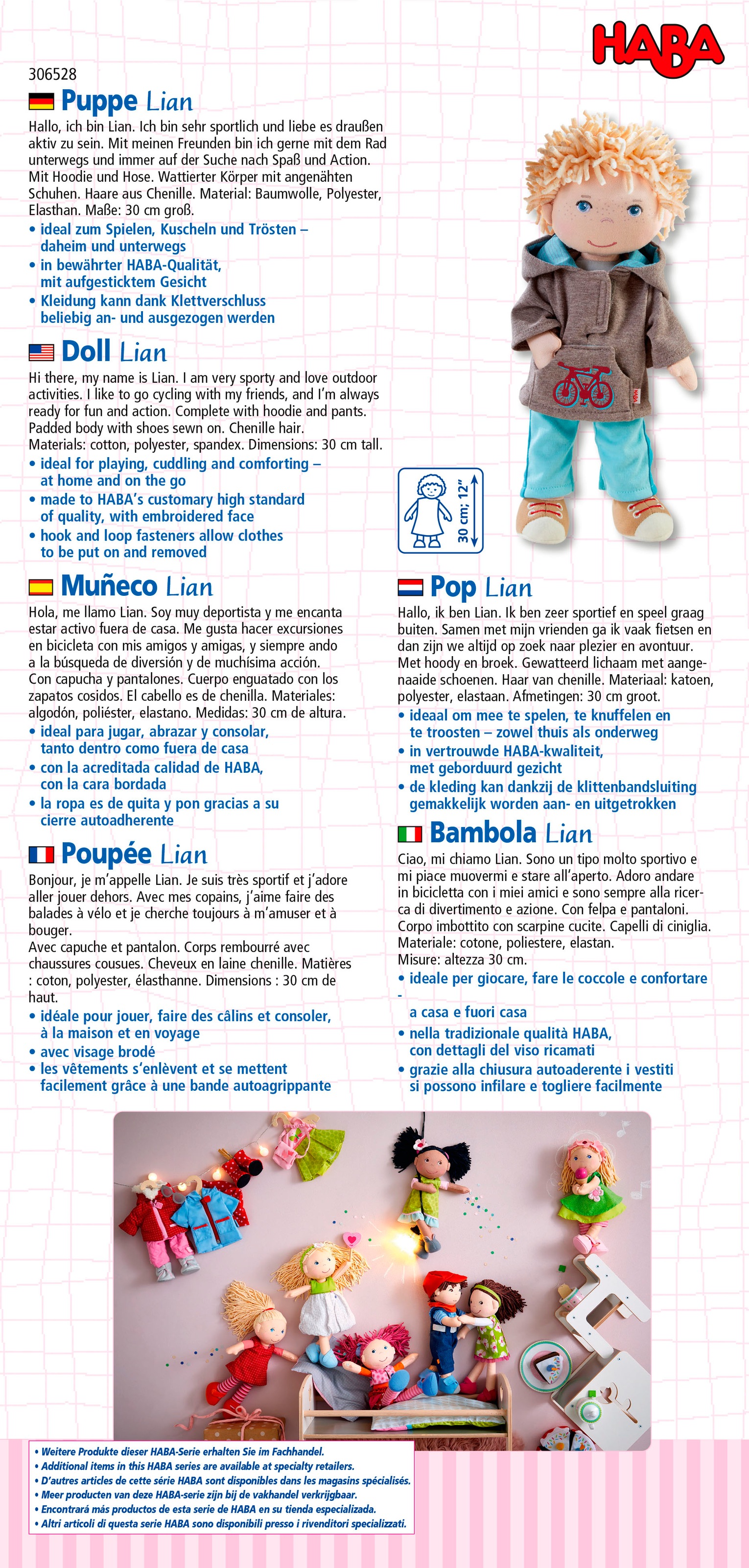 Haba Stoffpuppe »Lian«, Mit Hoodie und Hose