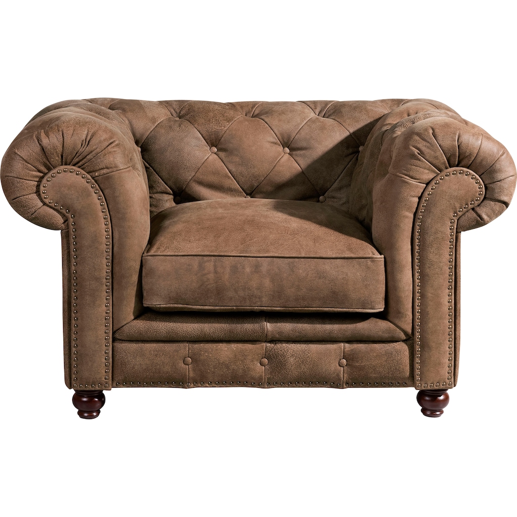 Max Winzer® Chesterfield-Sessel »Old England«, Ledersessel mit Knopfheftung & Ziernägeln