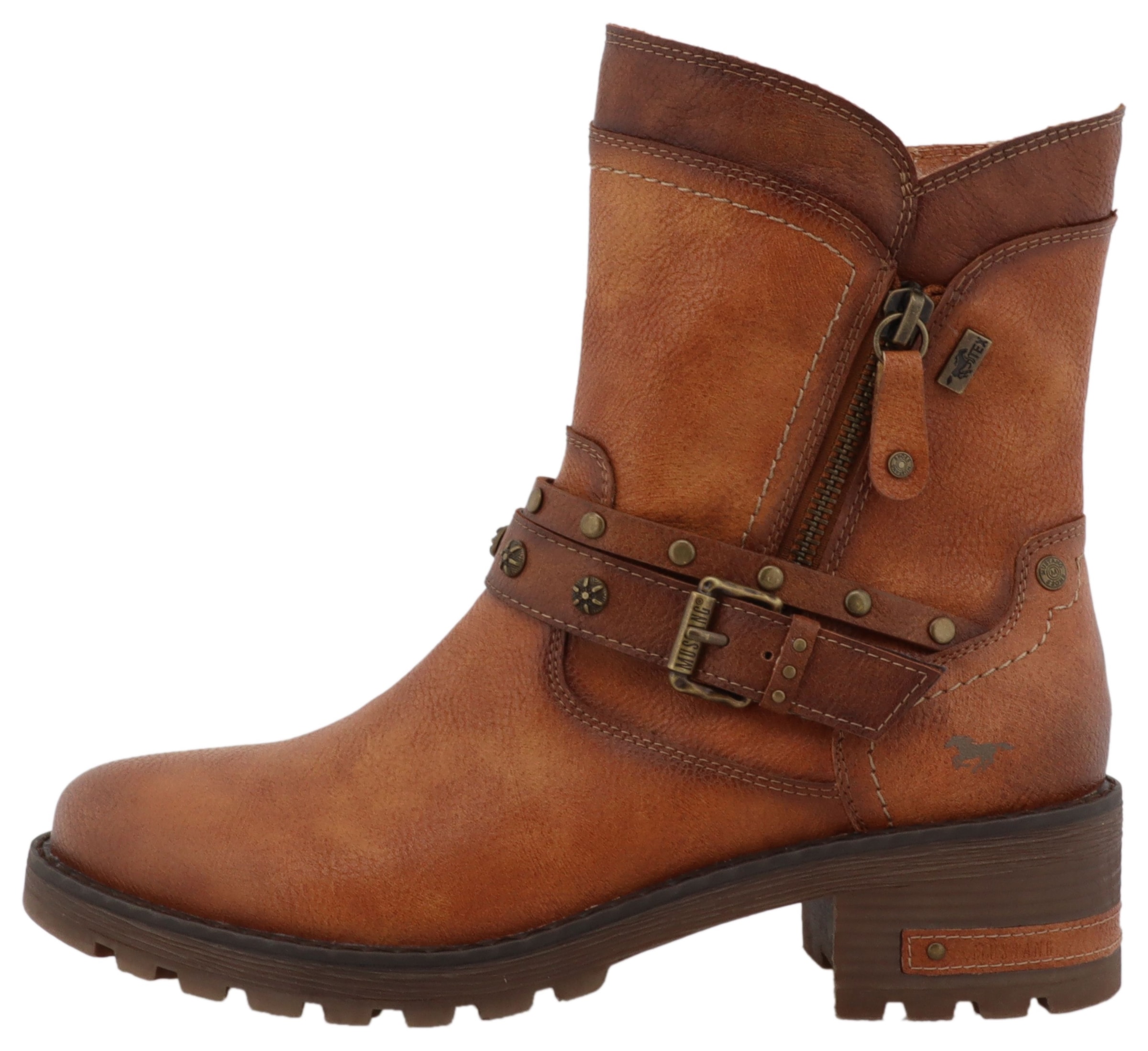 Mustang Shoes Winterboots »Haukea«  Biker Boots mit Blockabsatz und TEX-Membrane