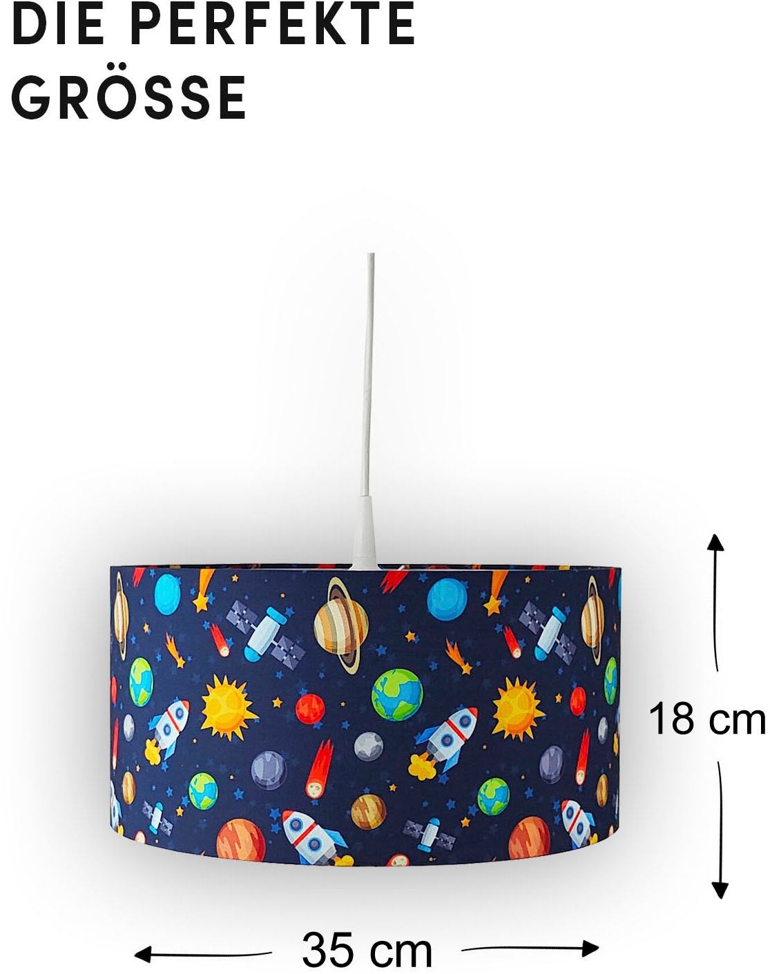 niermann Pendelleuchte »Stoff-Pendelleuchte Weltall« E27 1 Stk. Lampenschirm aus Stoff