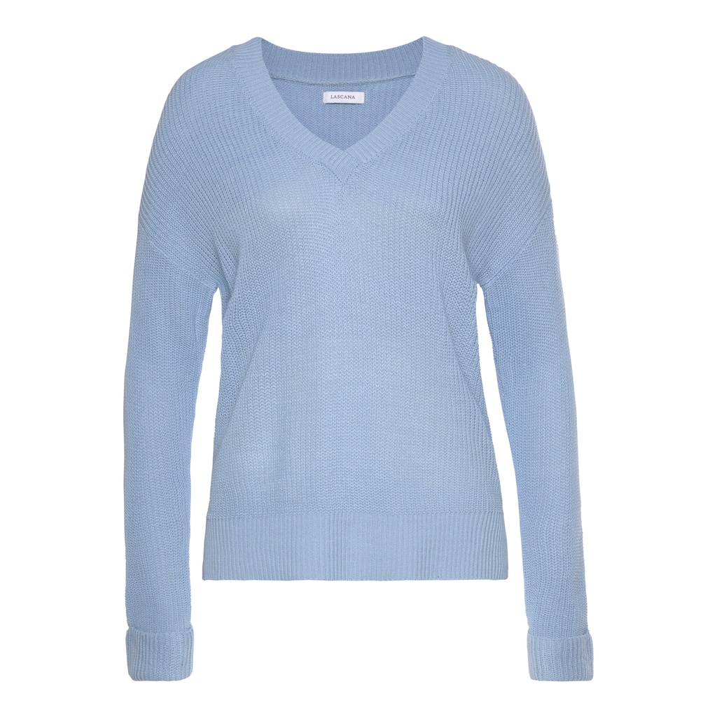 LASCANA V-Ausschnitt-Pullover, aus weichem Strick, bequemer Damenpullover