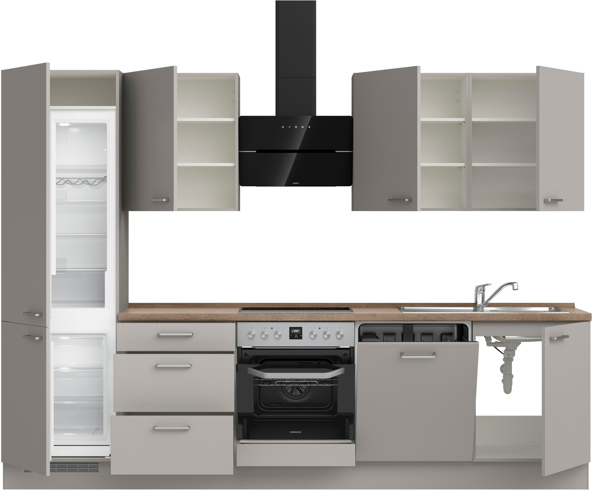 nobilia® Küchenzeile »"Touch II"«, vormontiert, Ausrichtung wählbar, Breite 300 cm, wahlw. mit E-Geräten