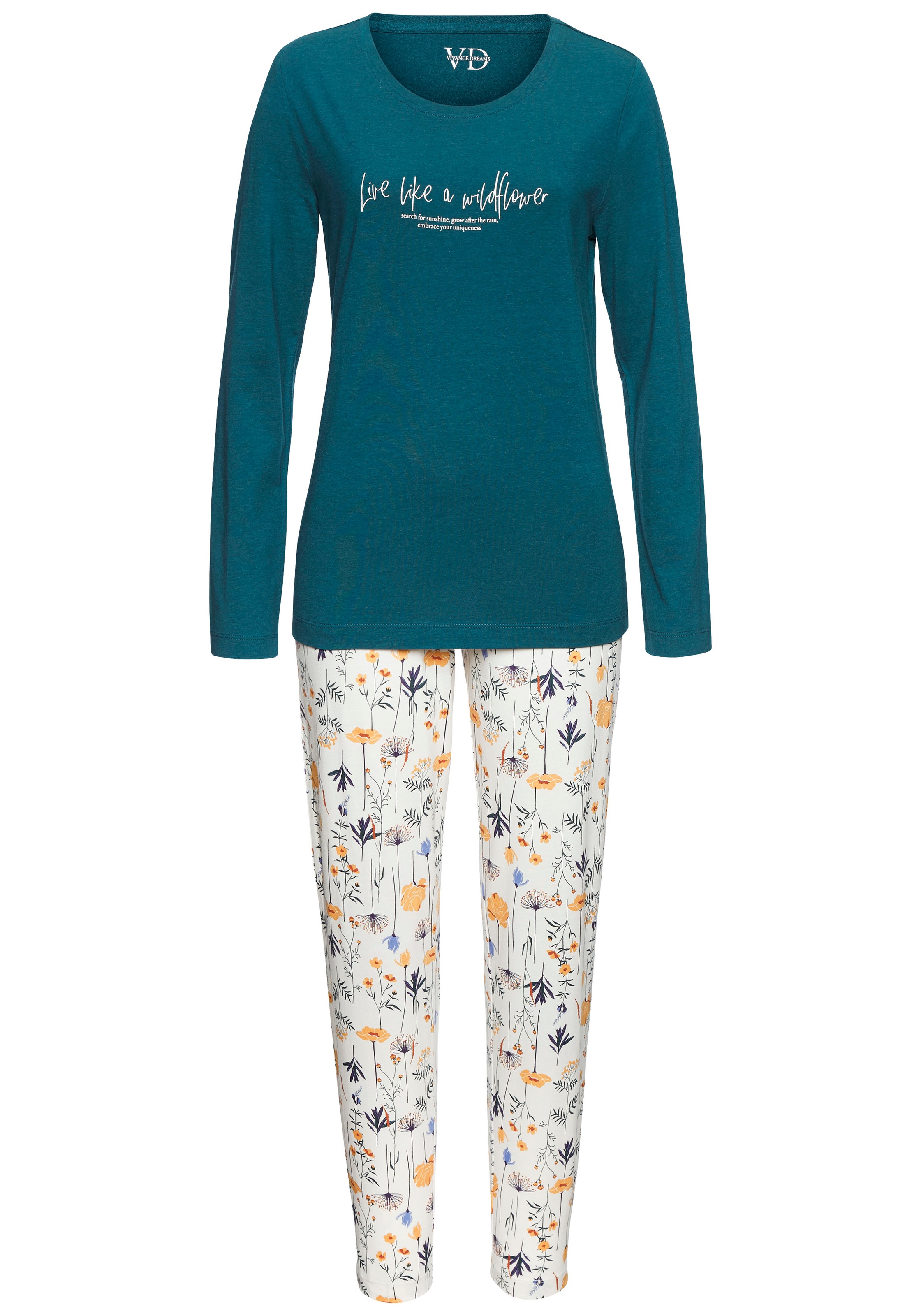 Vivance Dreams Pyjama, (2 tlg.), Mit schönem Muster