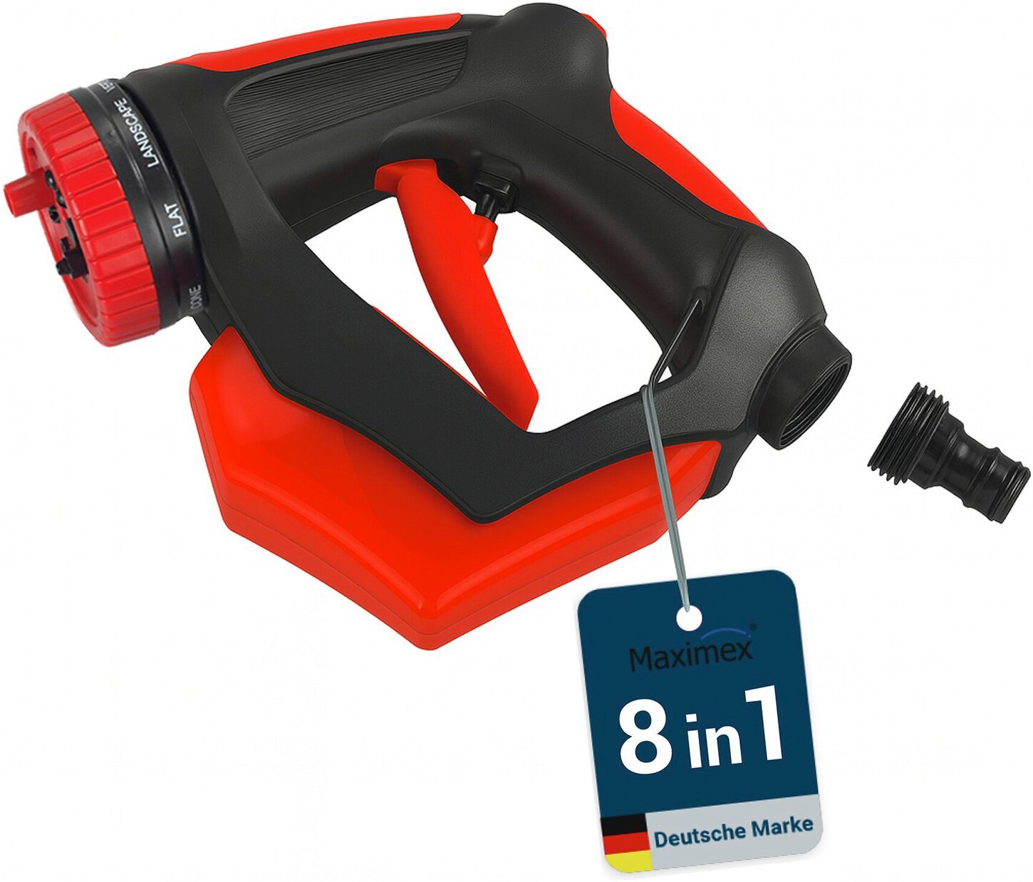 Maximex Multifunktionsbrause »Gartenbrause mit Seifenreservoir 8in1« praktischer Aufsatz für den Gartenschlauch, 8 verschiedene Strahlarten