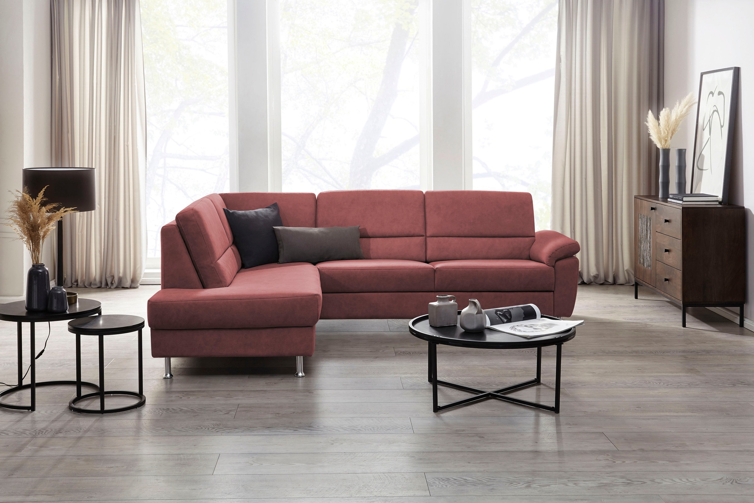 CALIZZA INTERIORS Ecksofa »Onyx L-Form«, Ottomane links oder rechts, wahlweise mit Bettfunktion, Breite 257 cm
