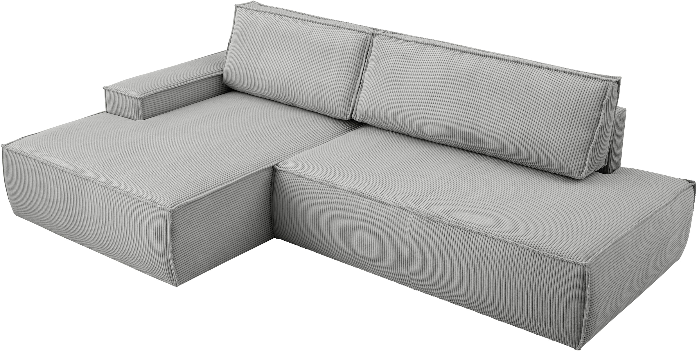 Home affaire Ecksofa »SHERWOOD, Schlafsofa in L-Form offen (275cm), Cord, Leinenoptik«, Schlaffunktion und Bettkasten, Kedernaht, hoher Sitz- & Liegekomfort