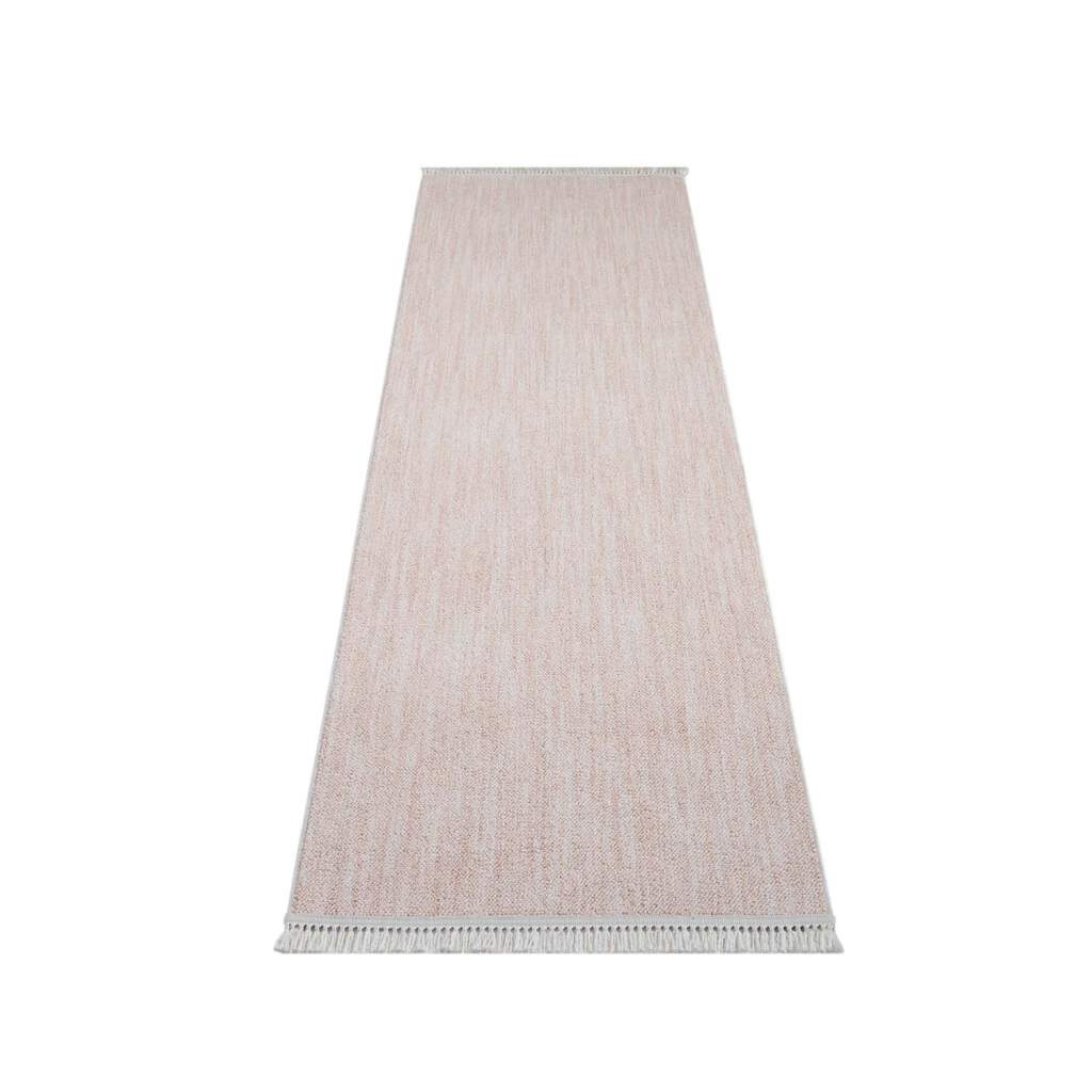 Carpet City Teppich »CLASICO 0052«, rechteckig, 11 mm Höhe, Läufer, Kurzflor, Hochtief-Muster, Boho, Fransen, Wohnzimmer