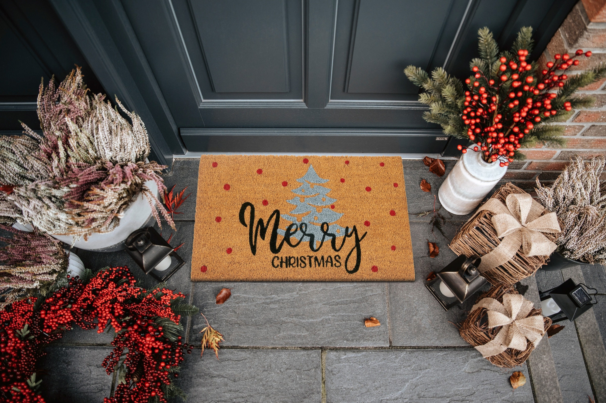HANSE Home Fußmatte »Kokos Silver Christmas Gifts, Türmatte«, rechteckig, 15 mm Höhe, Schmutzfangmatte, Rutschfest, Outdoor, Weihnachten, Kokosmatte, Flur