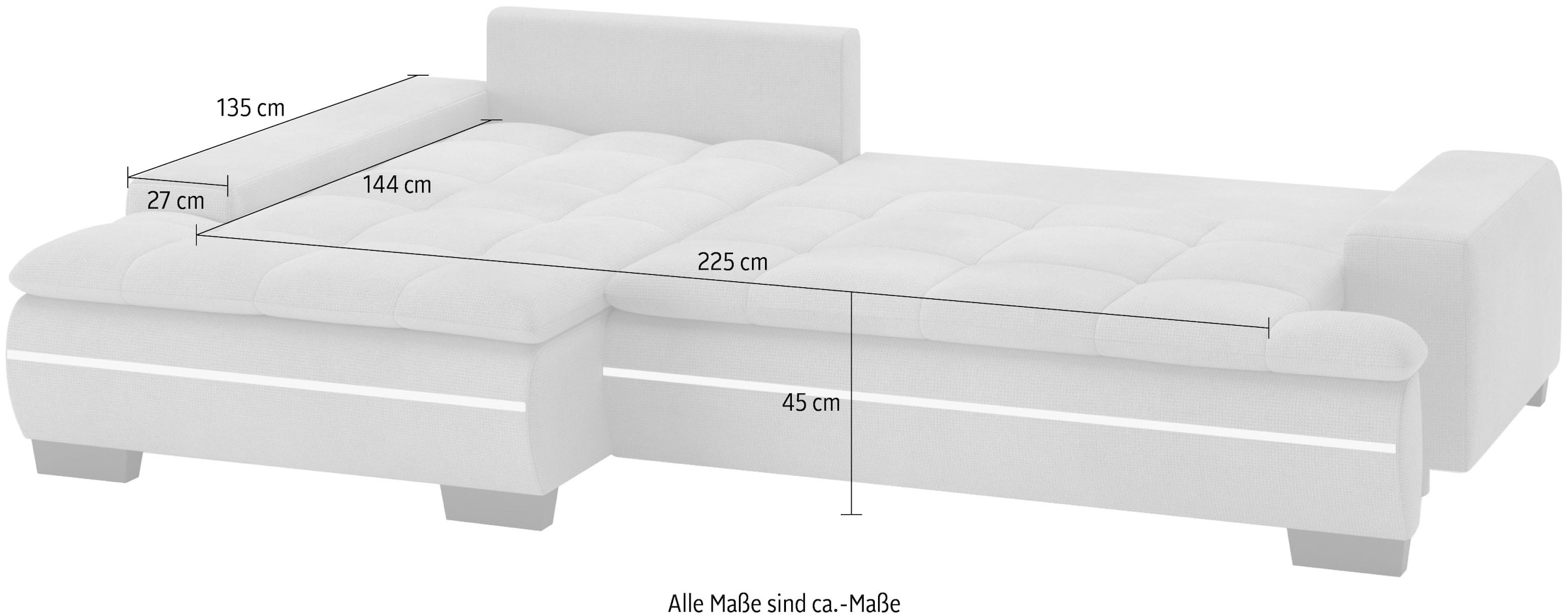 Mr. Couch Ecksofa »Haiti II, L-Form«, RGB-LED Beleuchtung, wahlweise mit Kaltschaum, Bett, Bettkasten