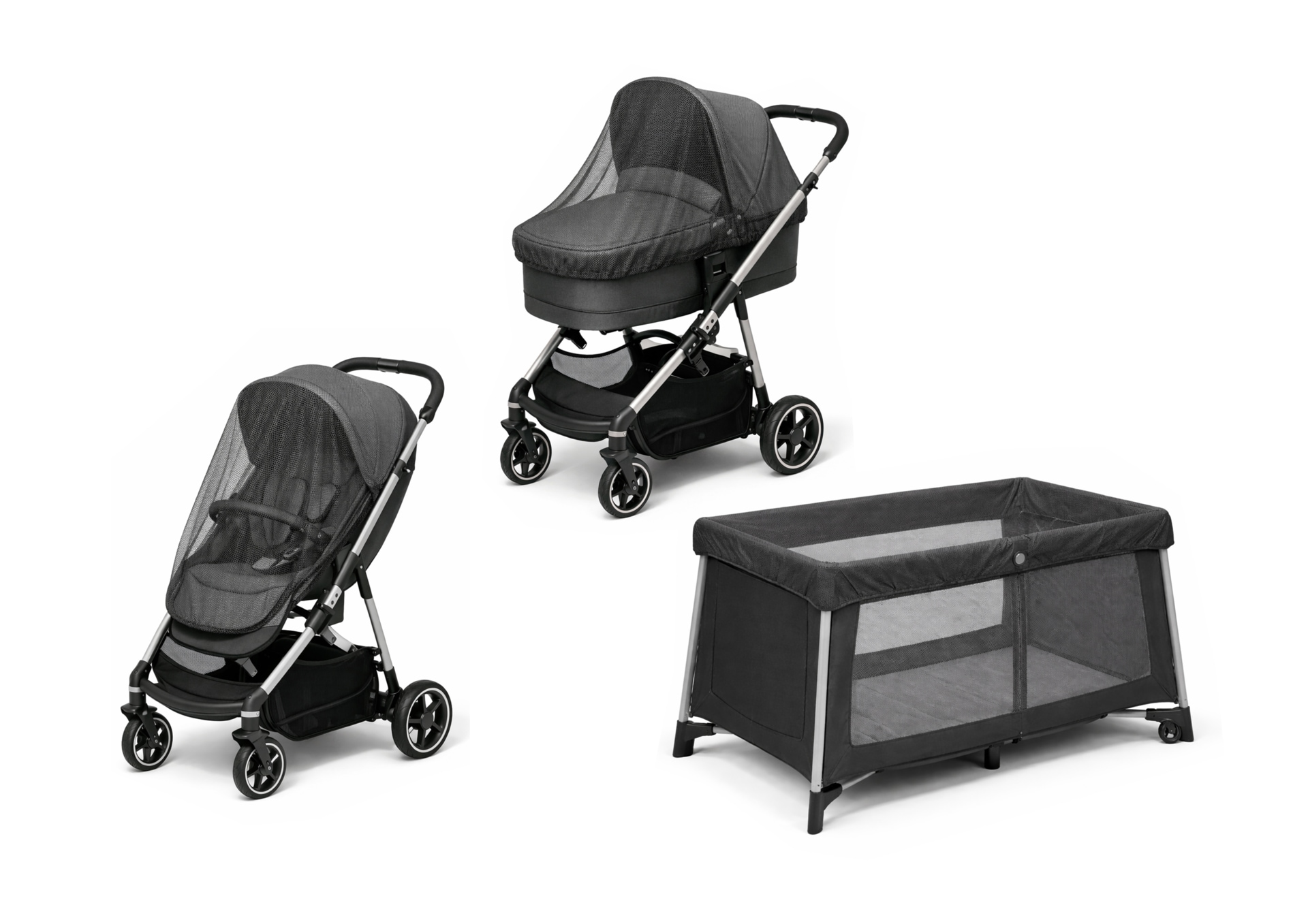 SCHELLENBERG Kinderwagen-Insektenschutz », Moskitonetz« 1 Stk. tlg. Fliegengitter-Gewebe mit Gummizug, 130x70x33cm, anthrazit