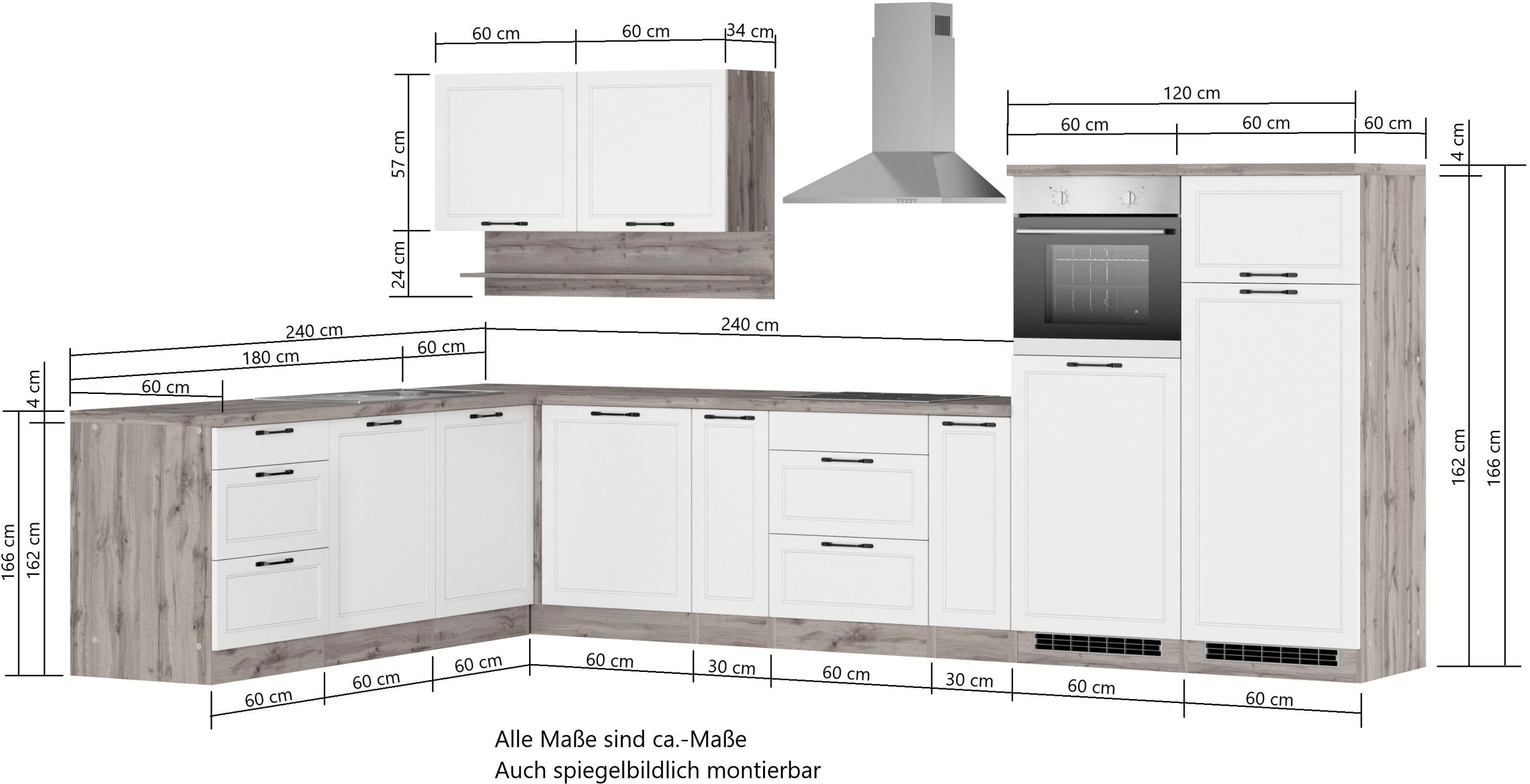 HELD MÖBEL Küche »Lana«, Stellbreite 240/360 cm, wahlweise mit E-Geräten  auf Raten kaufen