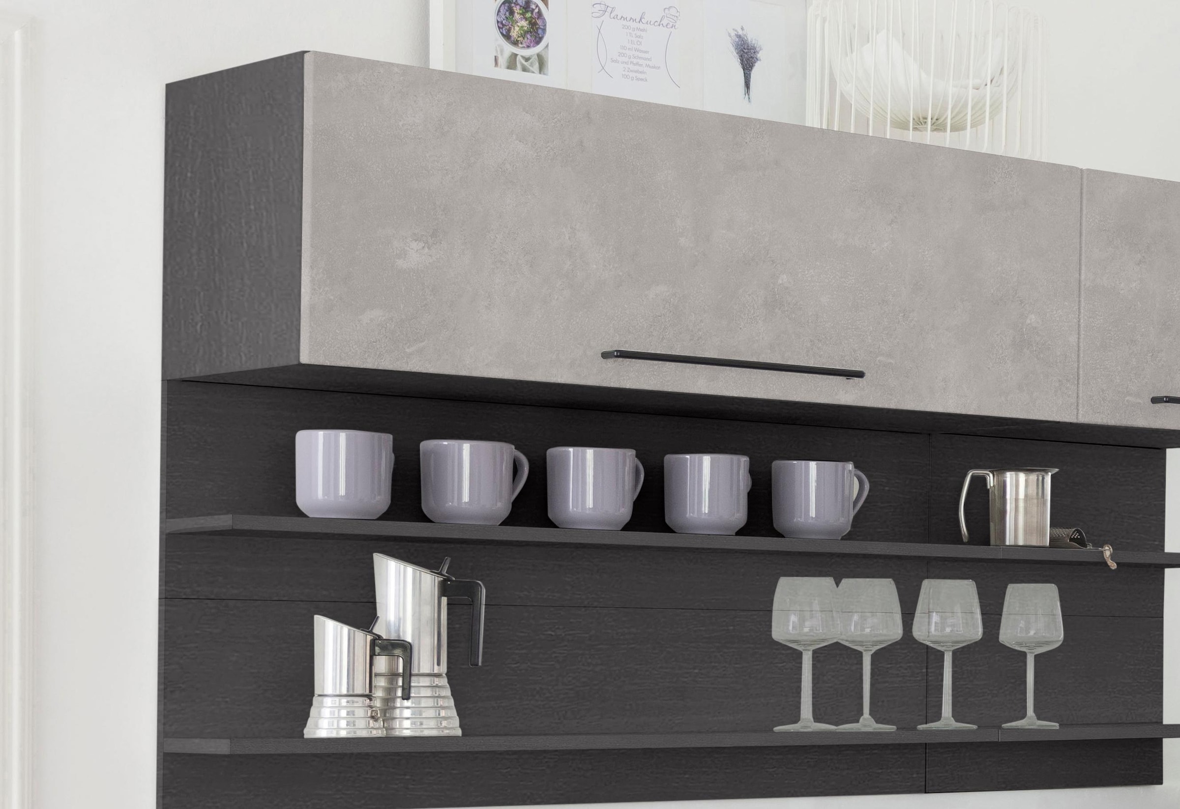 KOCHSTATION Klapphängeschrank »KS-Tulsa«, 110 cm breit, mit 1 Klappe, schwarzer Metallgriff, MDF Front