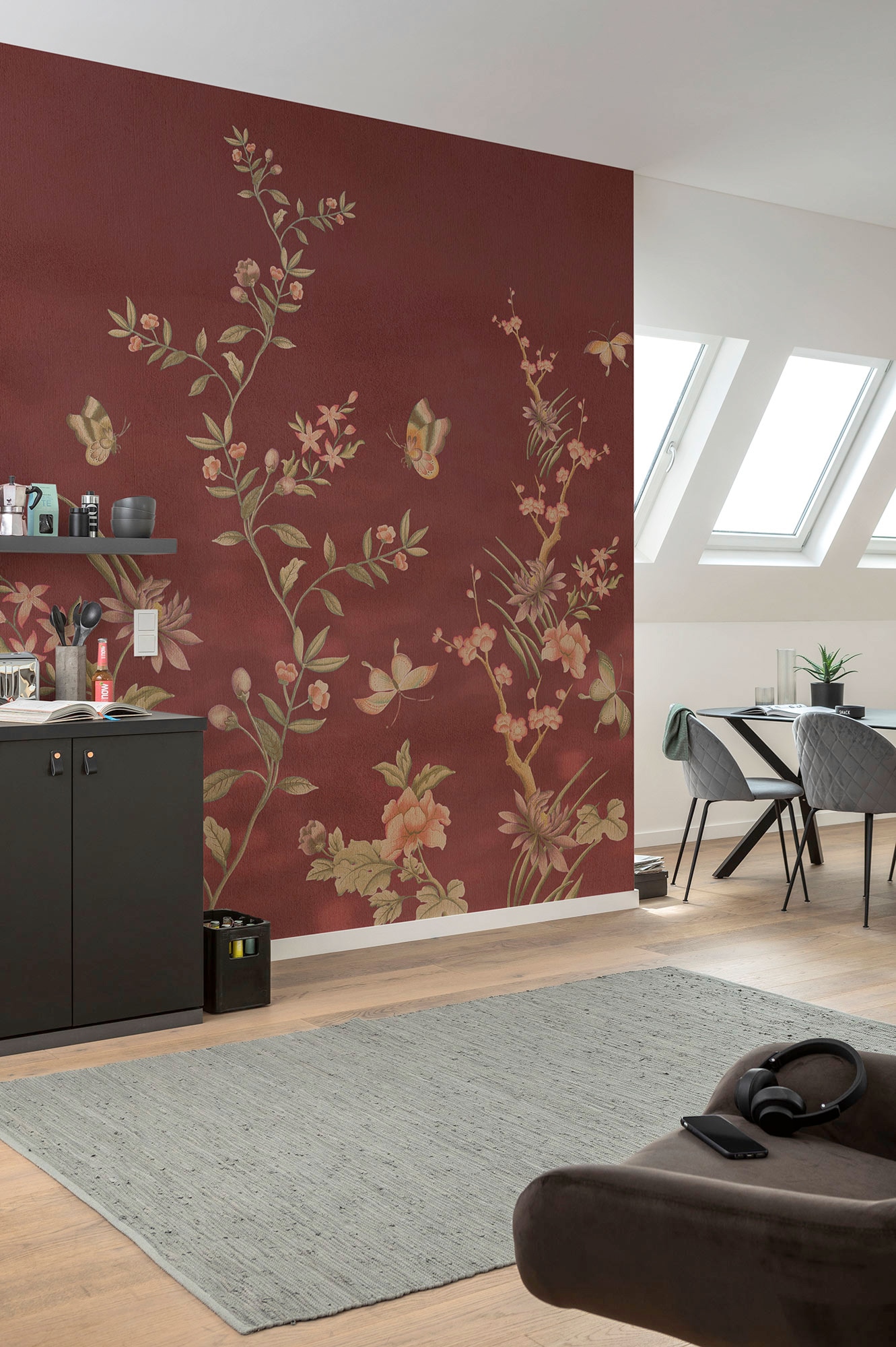 Komar Vliestapete »Digitaldruck Vlies - Chinoiserie - Größe 250 x 250 cm«, bedruckt, Wohnzimmer, Schlafzimmer