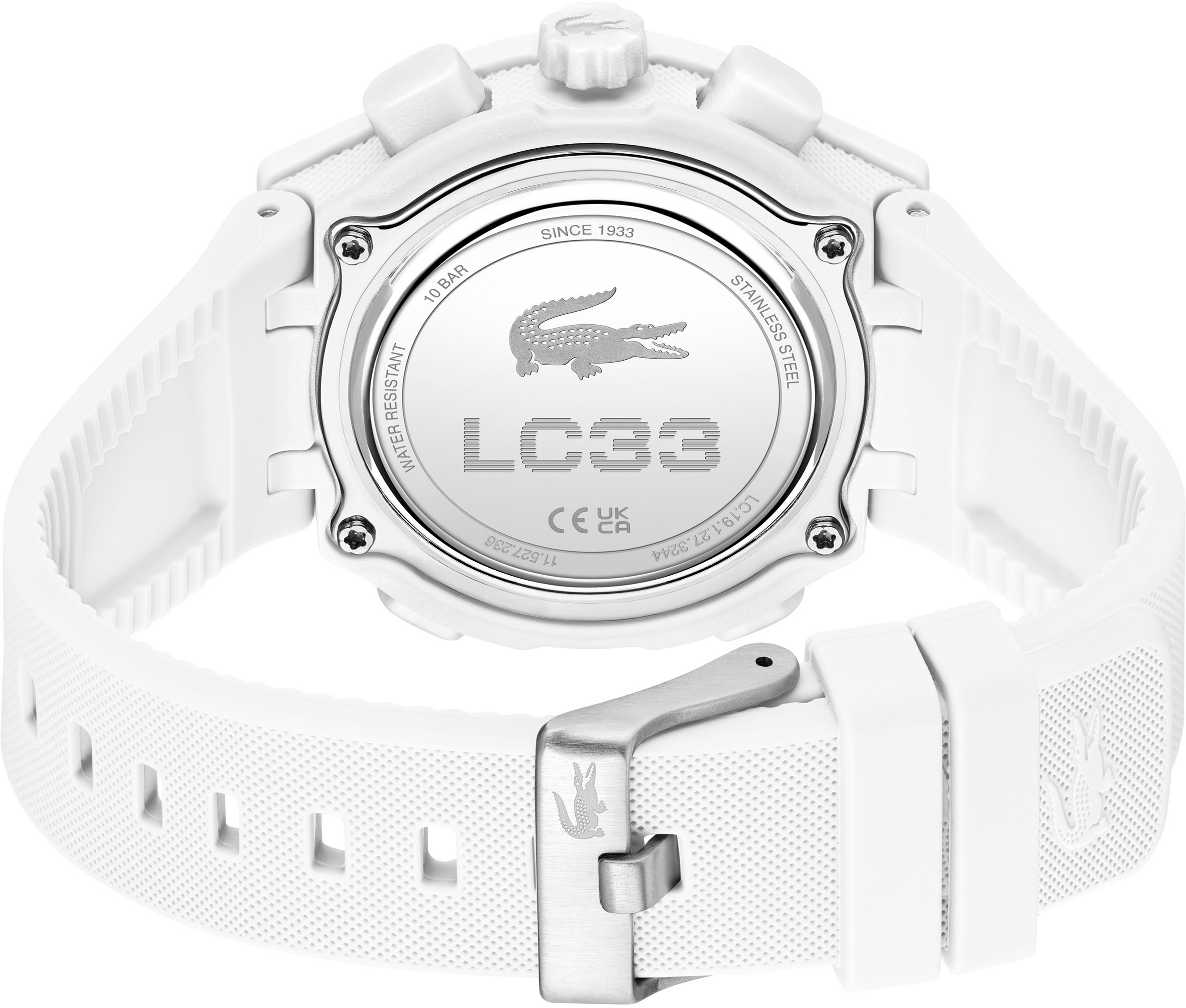 Lacoste Quarzuhr »LC33«, Armbanduhr, Damenuhr, Silikonarmband, analog, digital, Stoppfunktion