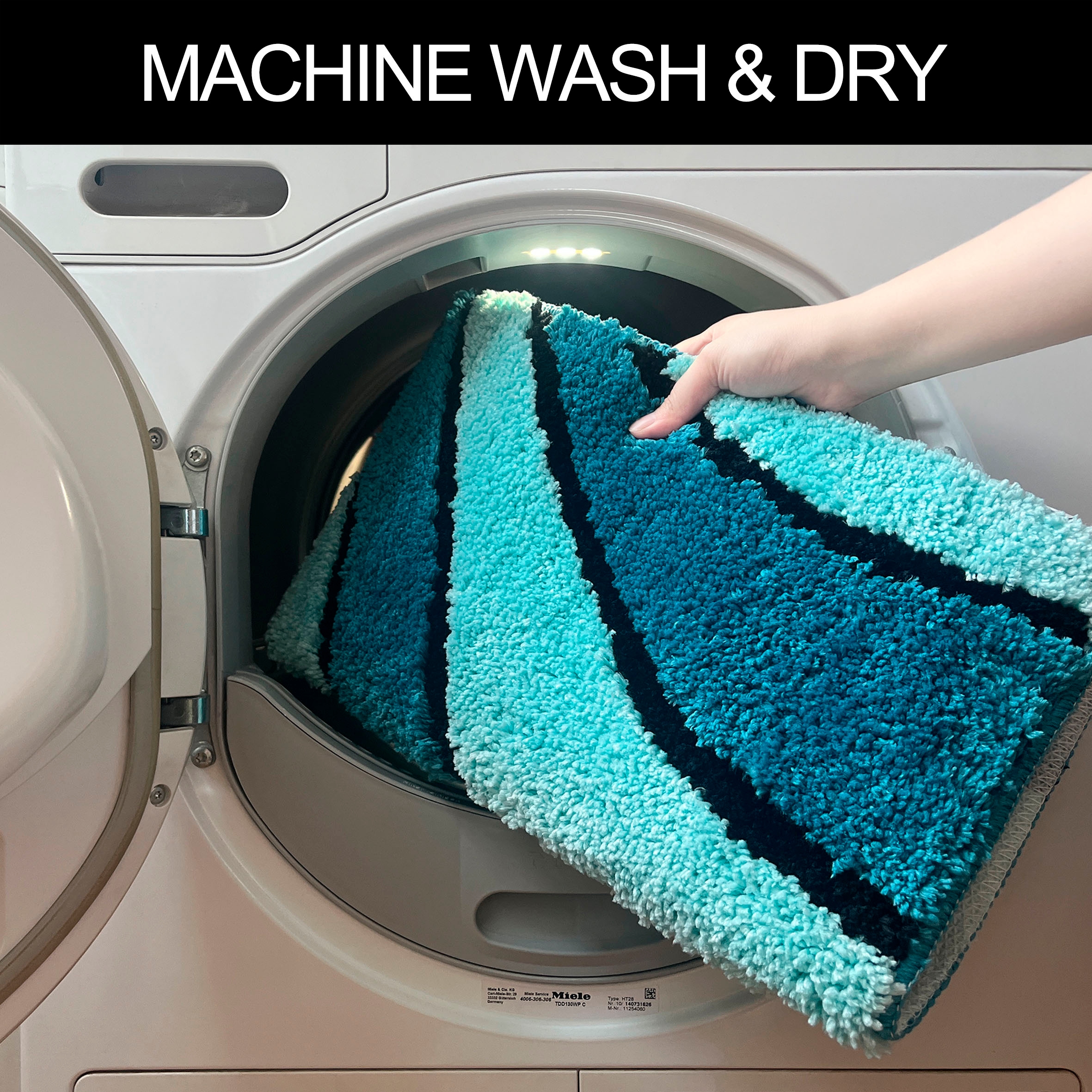 my home Badematte »Anna, Badvorleger, Badezimmer Teppich«, rutschhemmend beschichtet, fußbodenheizungsgeeignet-schnell trocknend, Badteppich, Hoch Tief Effekt, Modern, Weich, Wellen