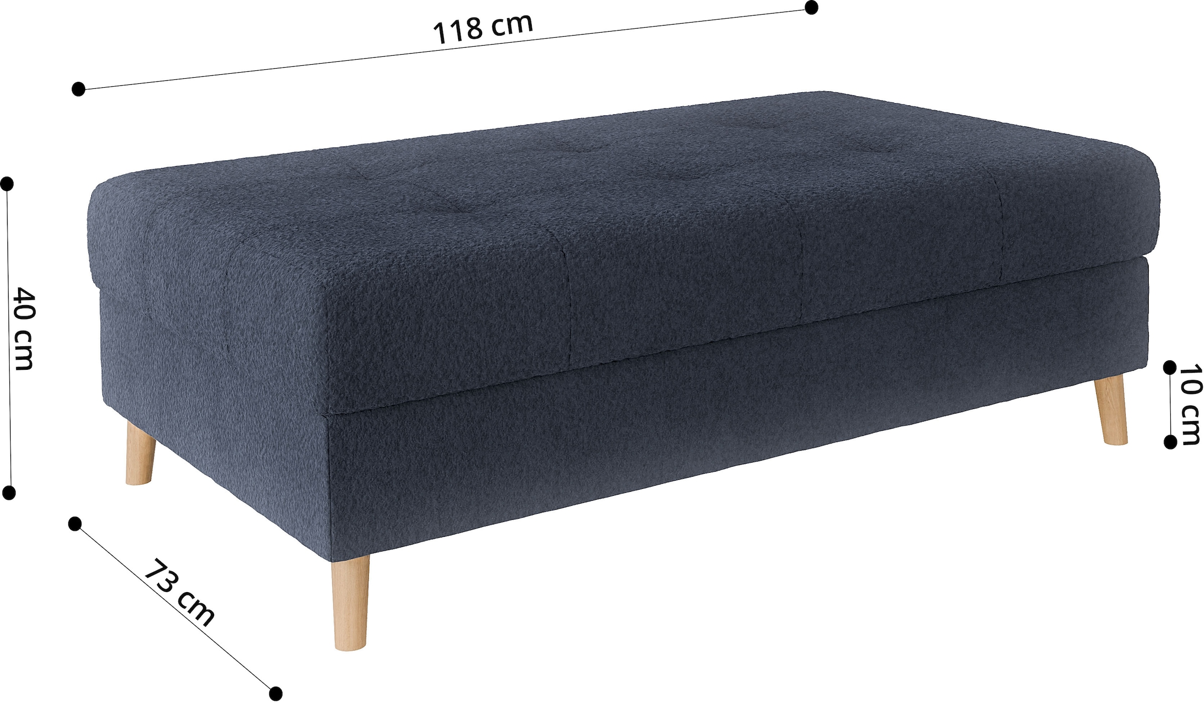 Home affaire Polsterhocker »CHARRE XXL, Steppung im Sitzbereich, Maße: B/T/H: 118/73/40 cm«, passend zur Serie CHARRE, auch in Cord und Bouclé