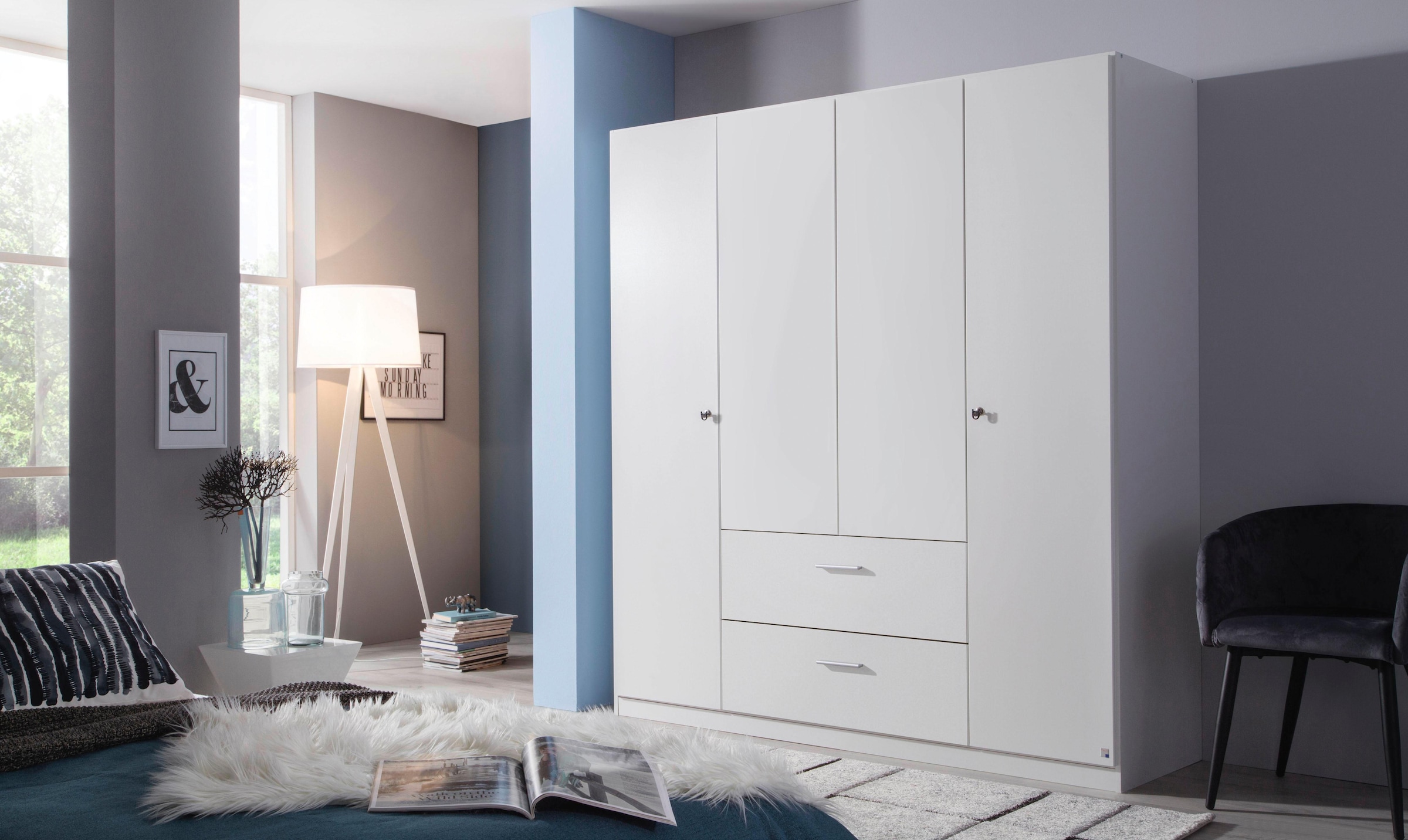 rauch Drehtürenschrank »Kleiderschrank Schrank Garderobe Schlafzimmer Büroschrank BUCHHOLZ«, (mit Schloss, in Breite 90, 135 und 180 cm), viel Stauraum, durchgehende Tür abschließbar MADE IN GERMANY