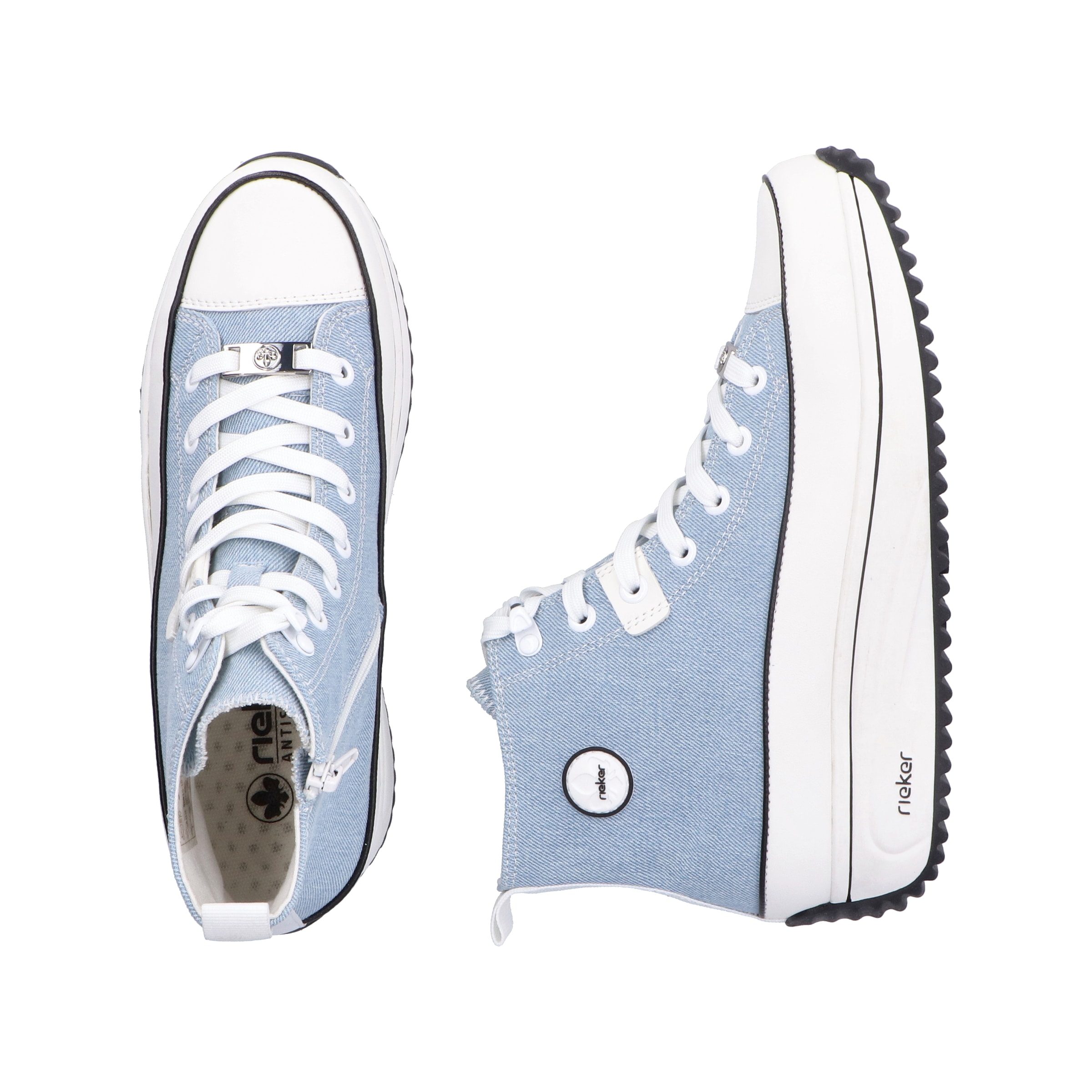 Rieker Sneaker, Plateau, High Top-Sneaker, Schnürschuh in veganer Verarbeitung