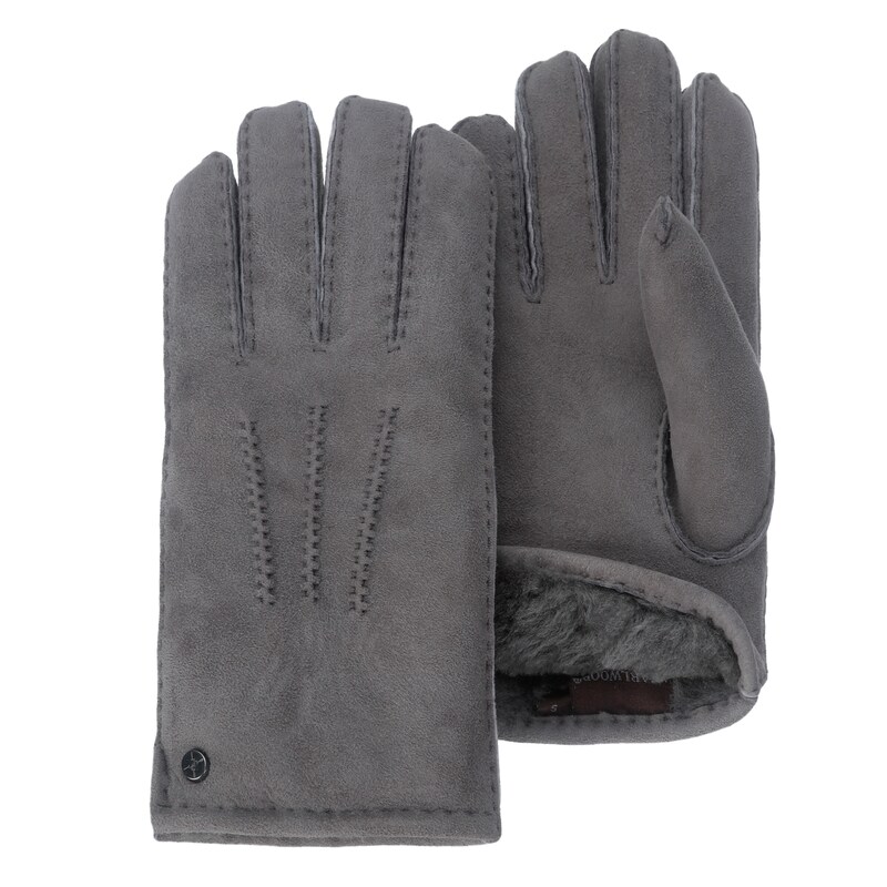 PEARLWOOD Lederhandschuhe »NORTH« 1 Paar, warm gefüttert, Ziernähte, Temperaturregulierend grey