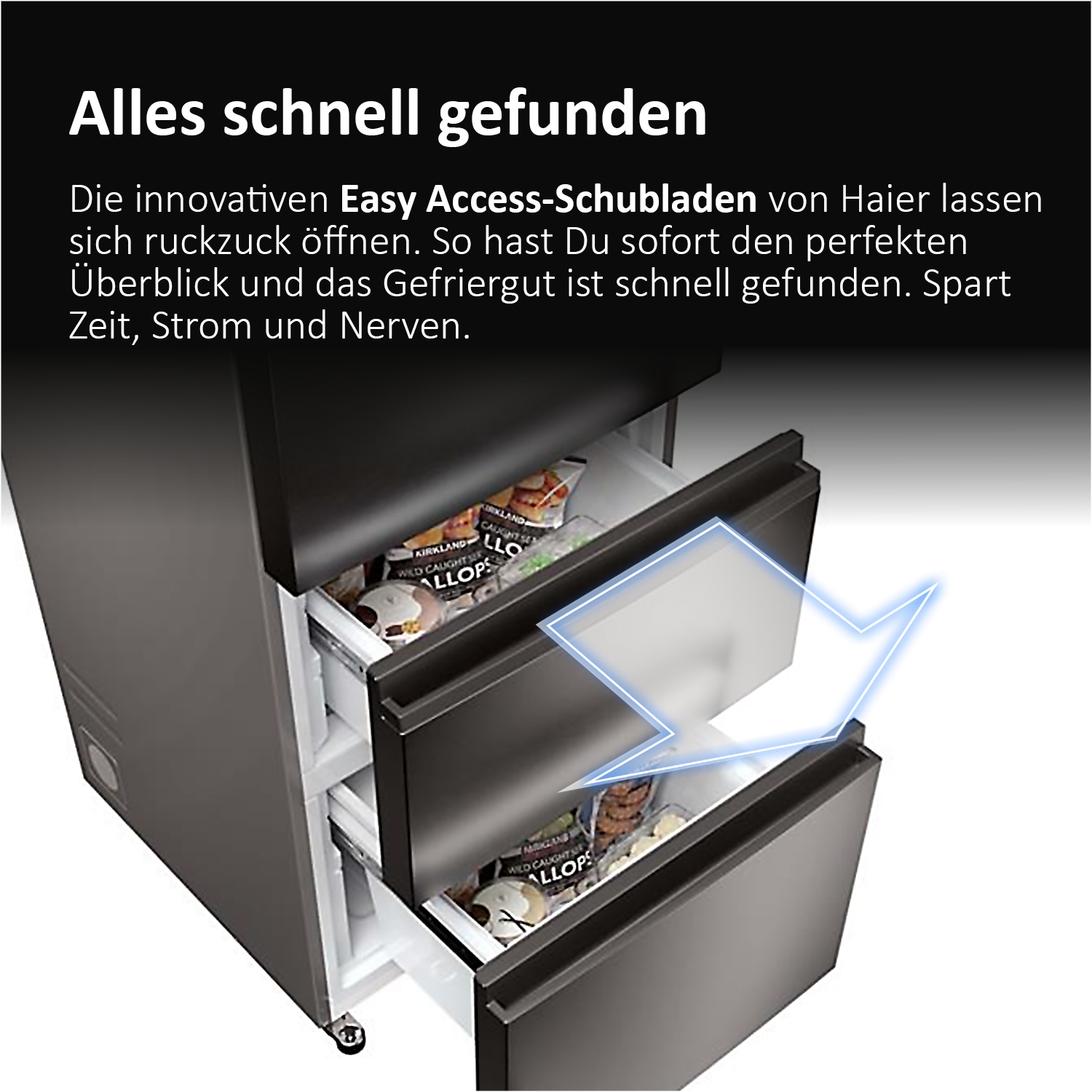 Haier Kühl-/Gefrierkombination Combi 3D 60 »HTR3620CNMP« 205 cm hoch 59,5 cm breit Easy Access-Gefrierschubladen: Alles schnell gefunden