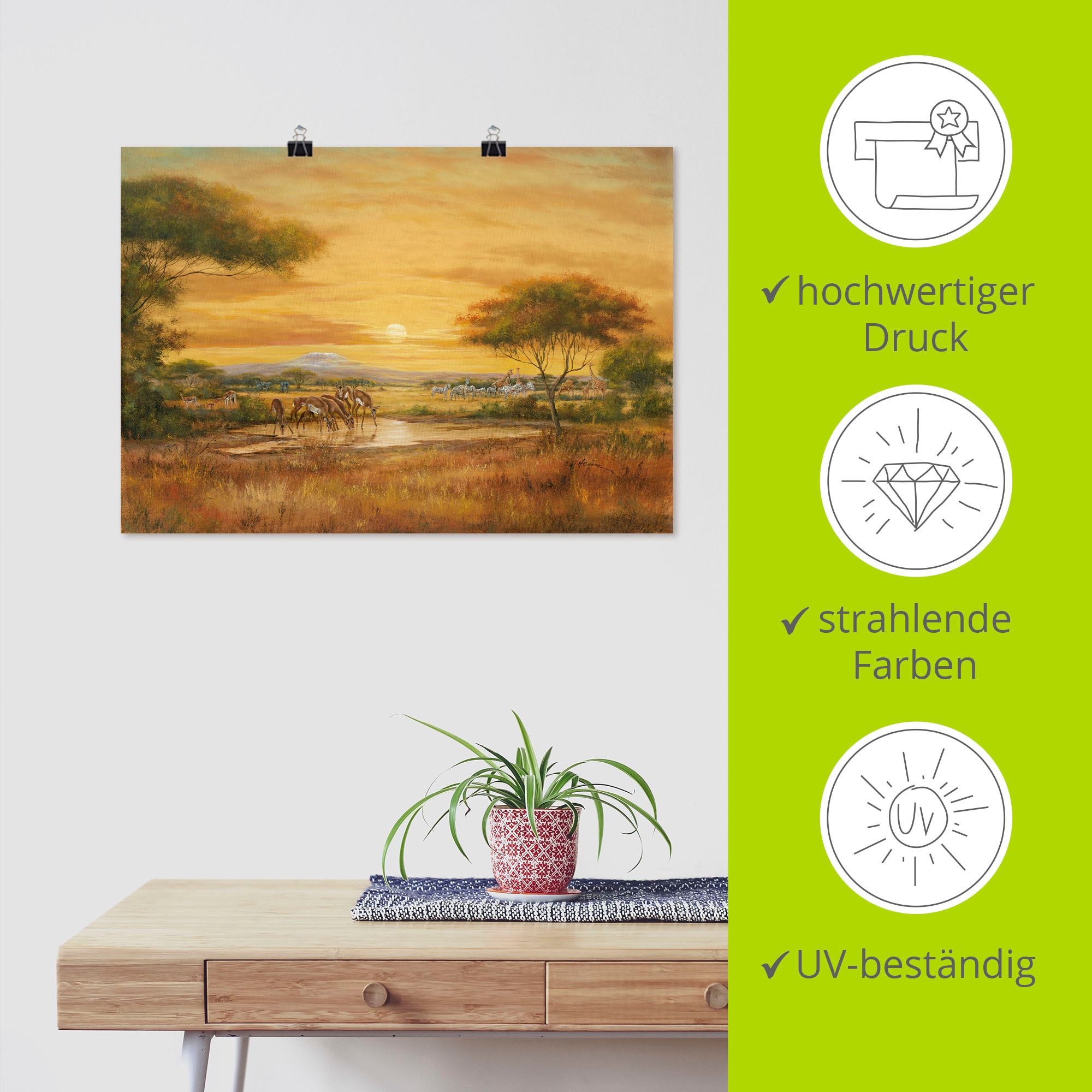 Artland Wandbild »Afrikanische Steppe« Wildtiere 1 Stk. tlg. als Leinwandbild, Poster in verschied. Größen