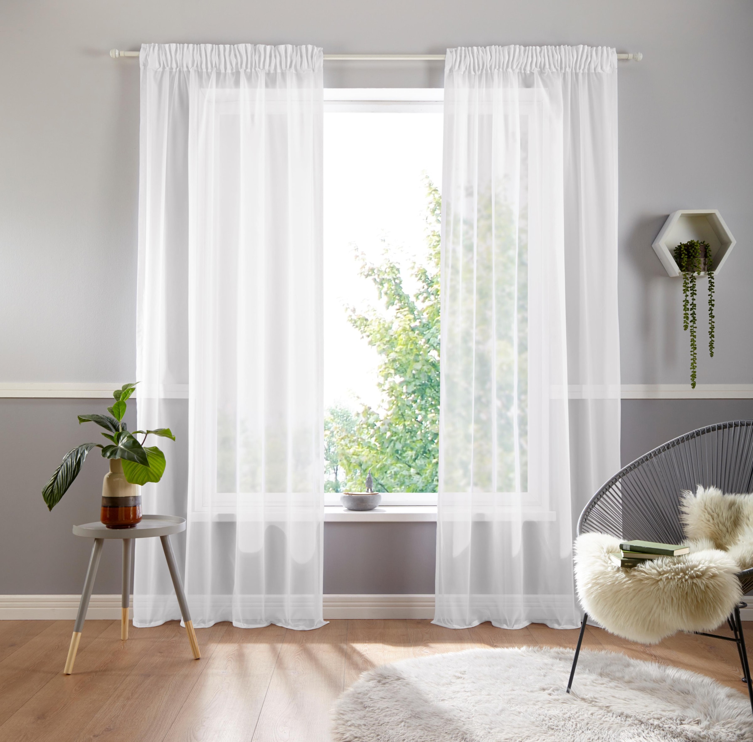 MY HOME Gardine »Ari« Multifunktionsband 1 Stk. tlg. Bestseller mit 4, 5-Sterne-Bewertung weiß Obermaterial: 100% Polyester 295 cm
