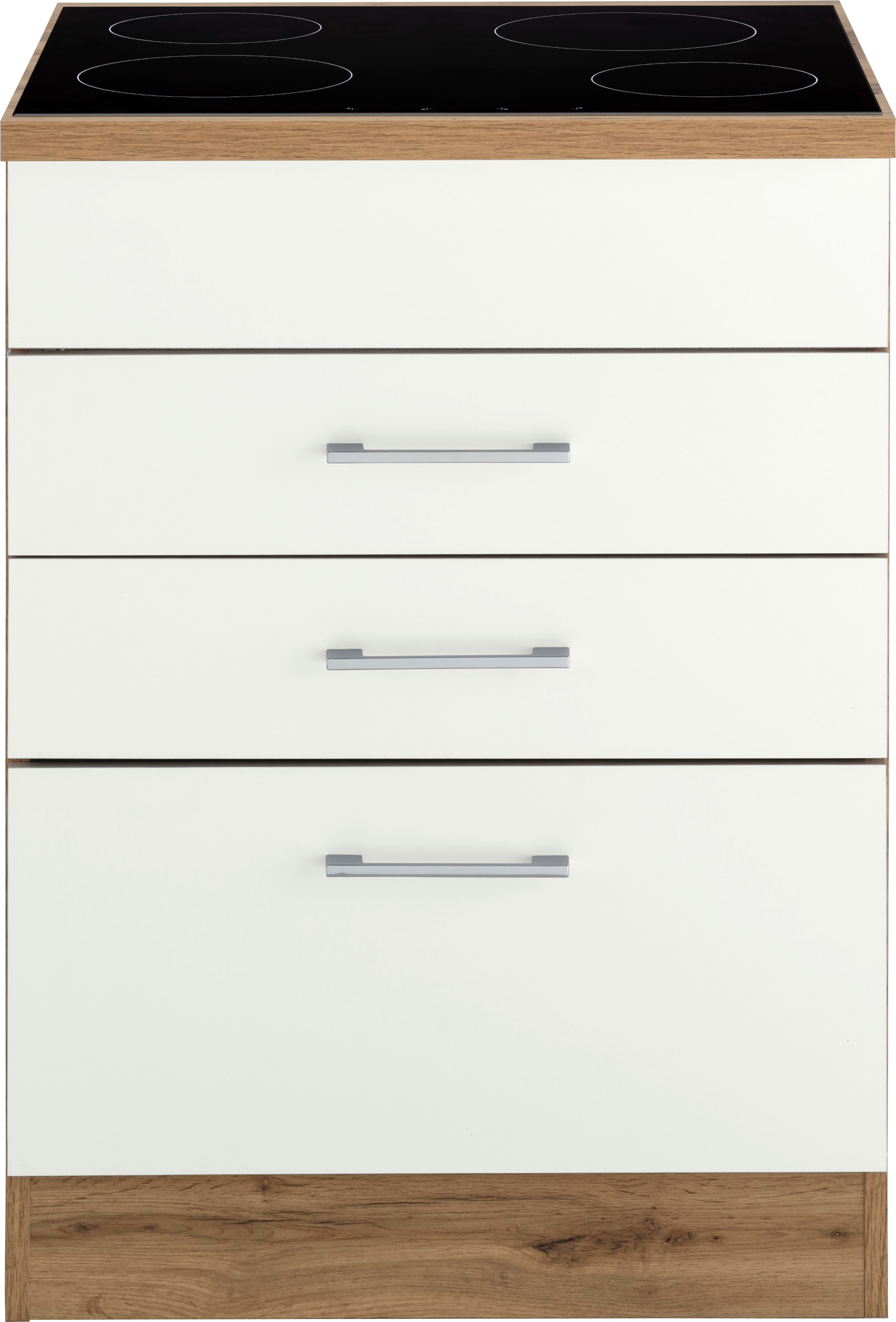 KOCHSTATION Kochfeldumbauschrank »KS-Colmar«, 60 cm, mit Metallgriff, 2 Schubkästen und 1 Auszug
