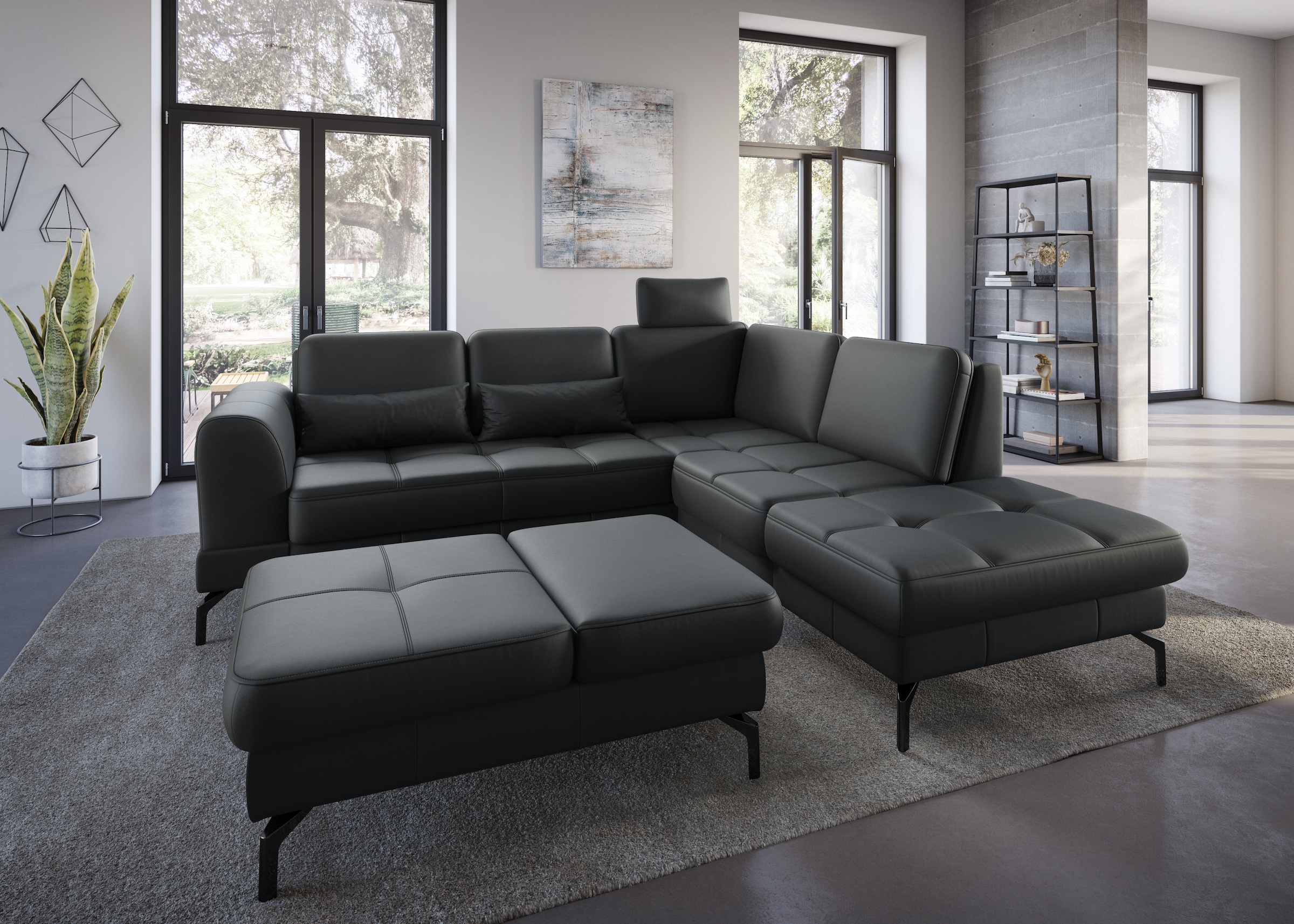 sit&more Ecksofa »Bendigo L-Form«, inklusive Sitztiefenverstellung, Bodenfreiheit 15 cm, in 2 Fußfarben